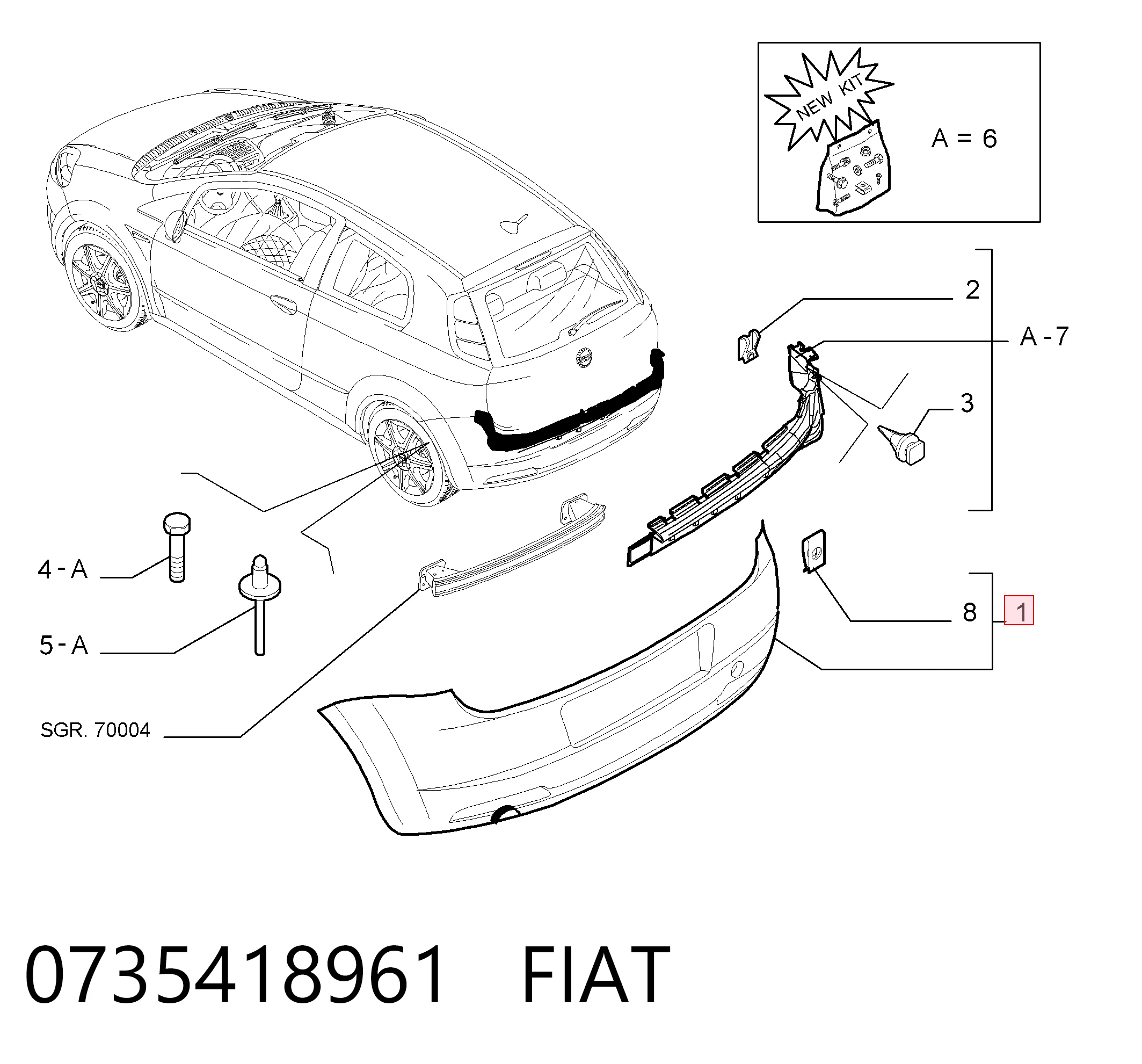 Do koszyka Zderzak tylny Fiat Punto GRAND 199