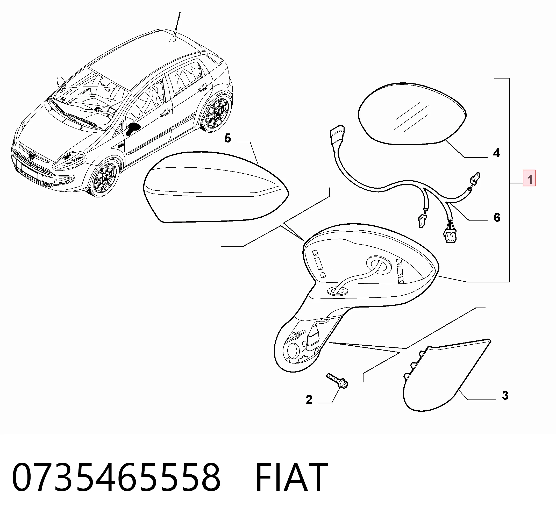  Lusterko wsteczne prawe Fiat Punto 