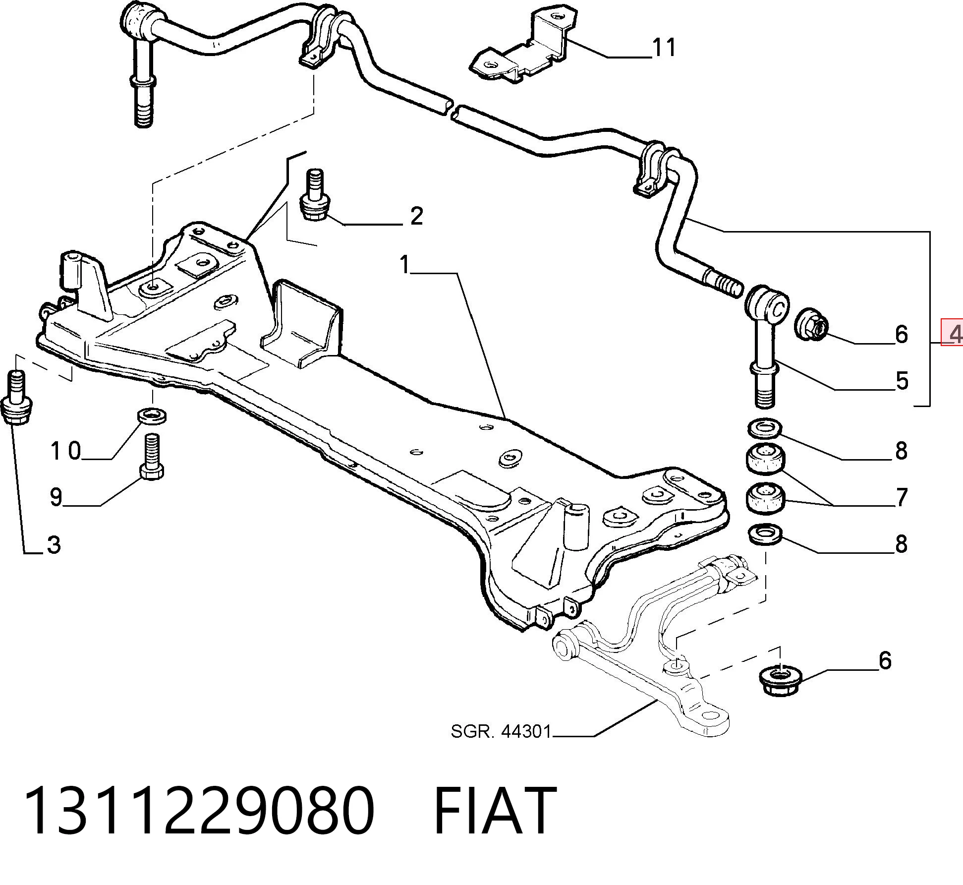 1311229080 Fiat/Alfa/Lancia Stabilizator przedni