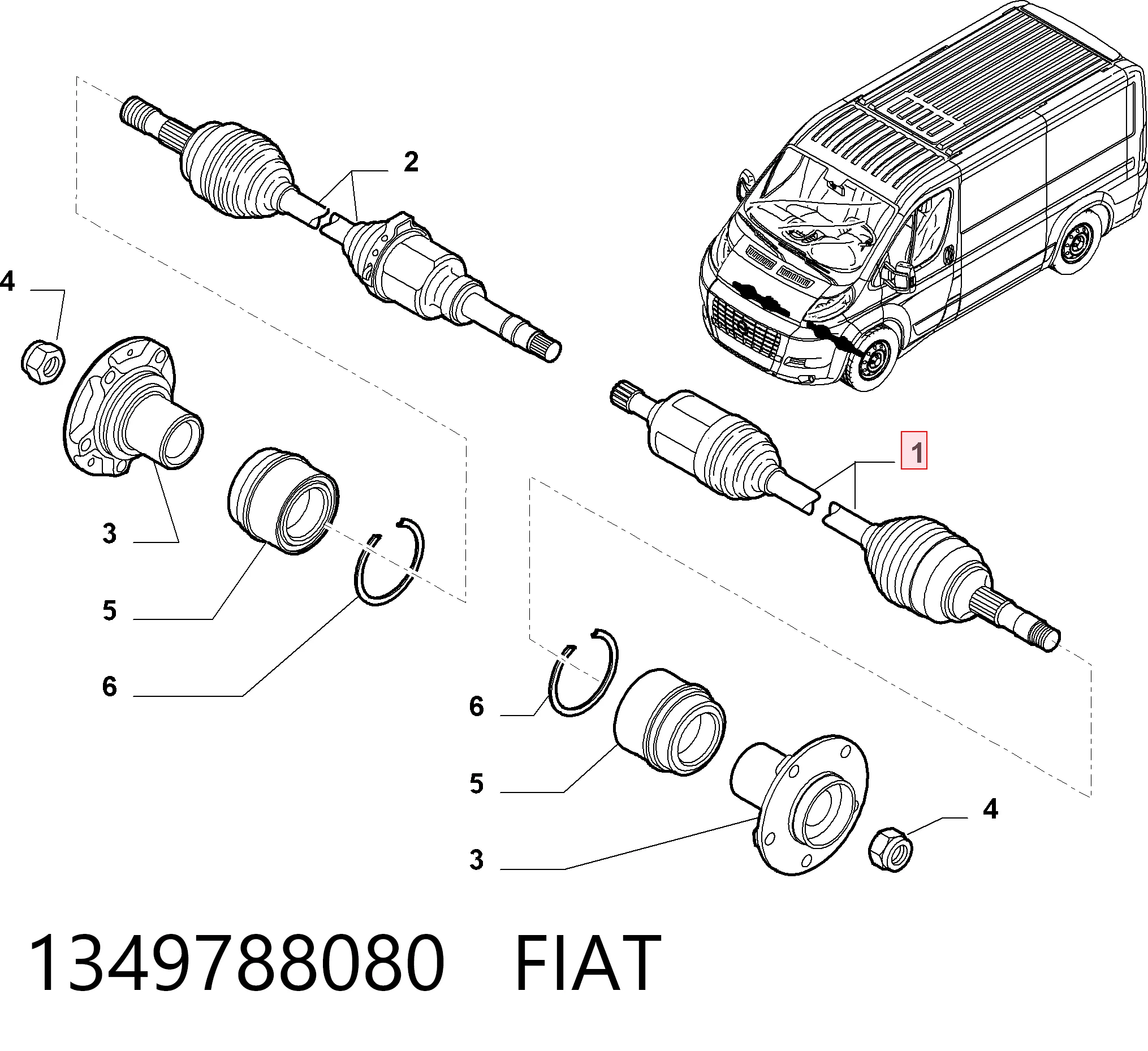 1349788080 Fiat/Alfa/Lancia Półoś napędowa przednia lewa