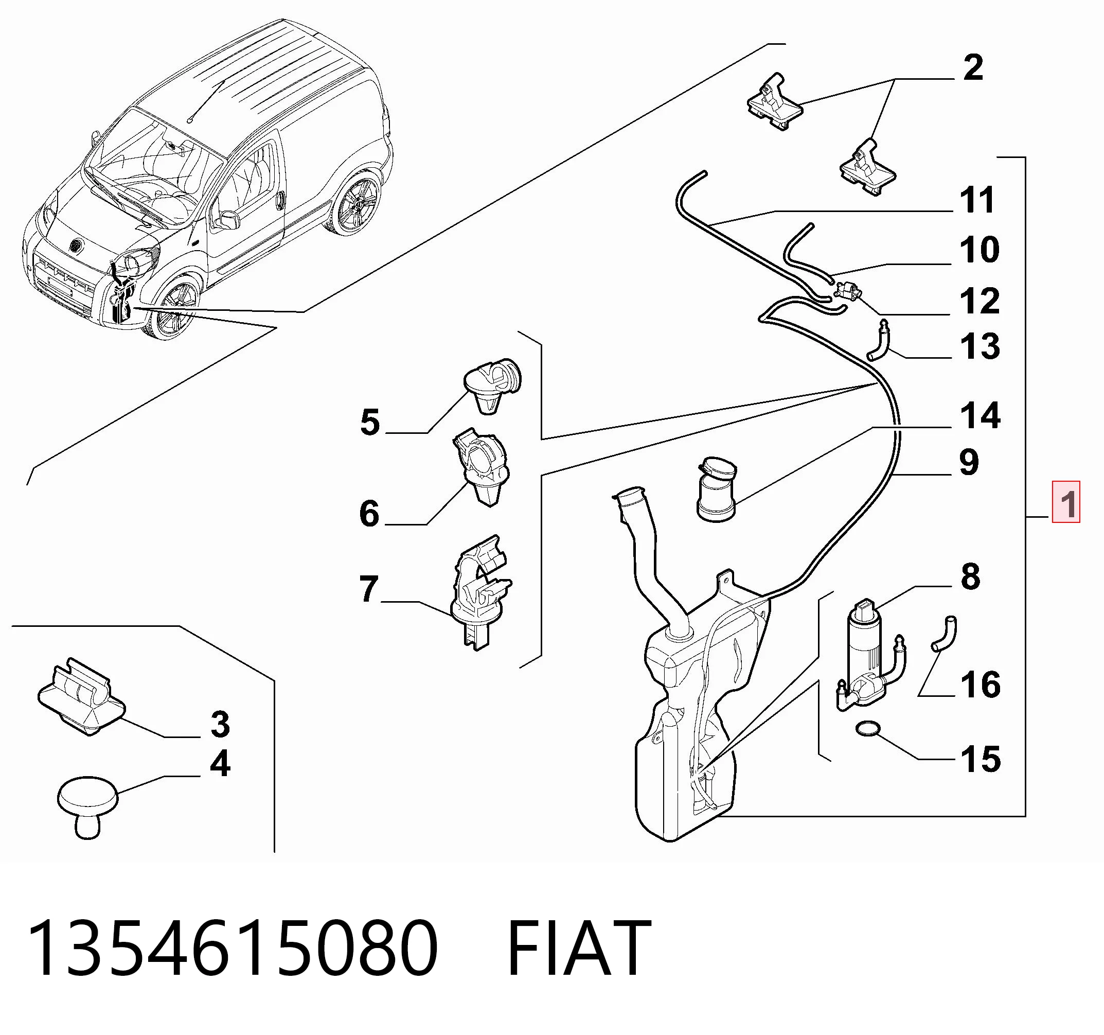 Zbiorniczek spryskiwacza szyb Fiat Fiorino 