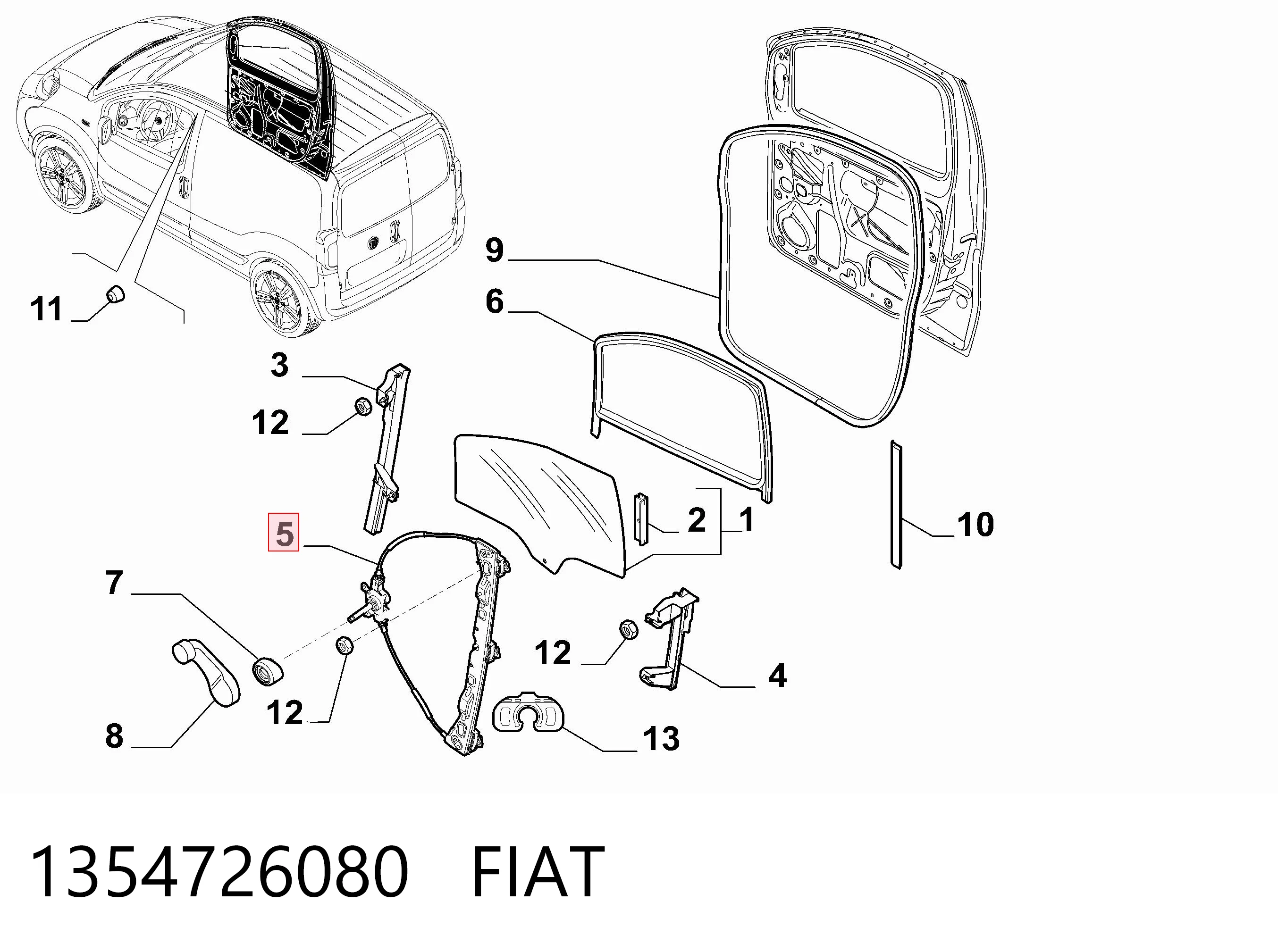 Mechanizm podnoszenia szyby drzwi przednich lewych 1689037280 General Motors
