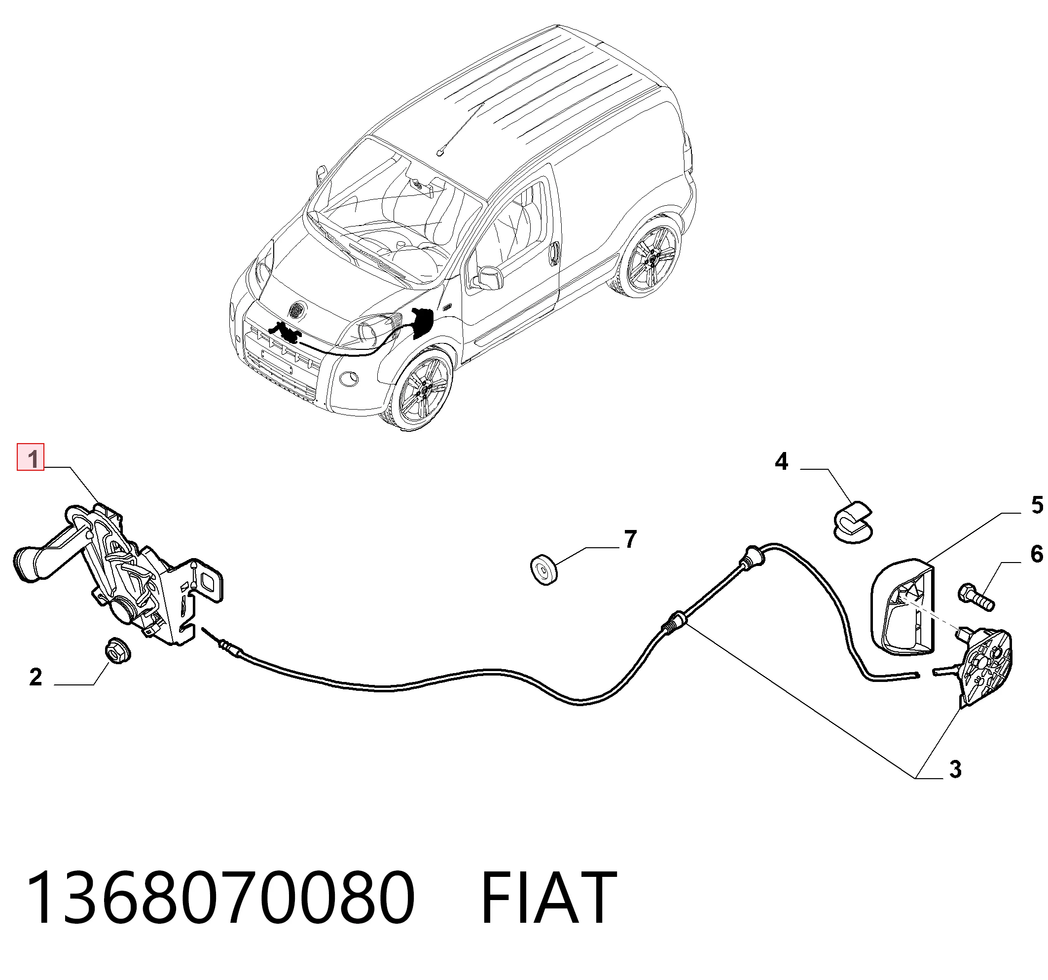 Zamek maski Fiat Fiorino awangarda (225) (2008 - 2026) cena, od 44,48 USD