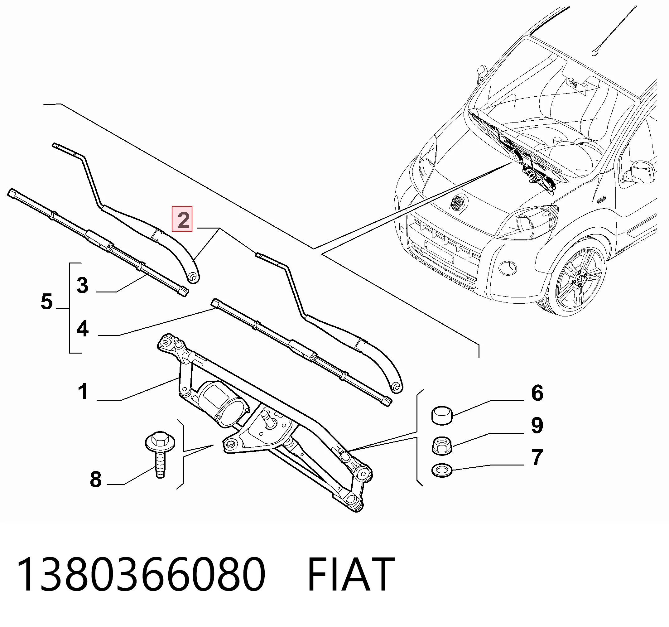 Kupić Ramię wycieraczki szyby przedniej Fiat Fiorino  225 w dobrej cenie