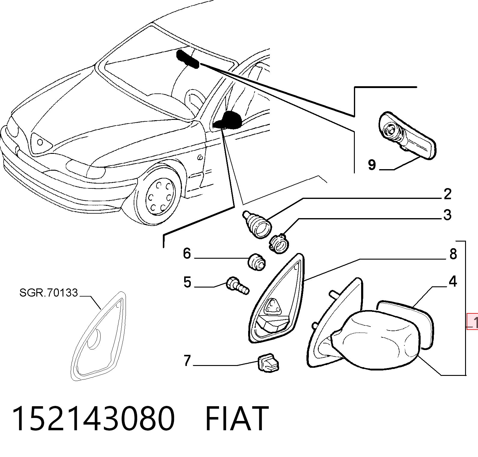 Do koszyka Lusterko wsteczne lewe Alfa Romeo 146  930