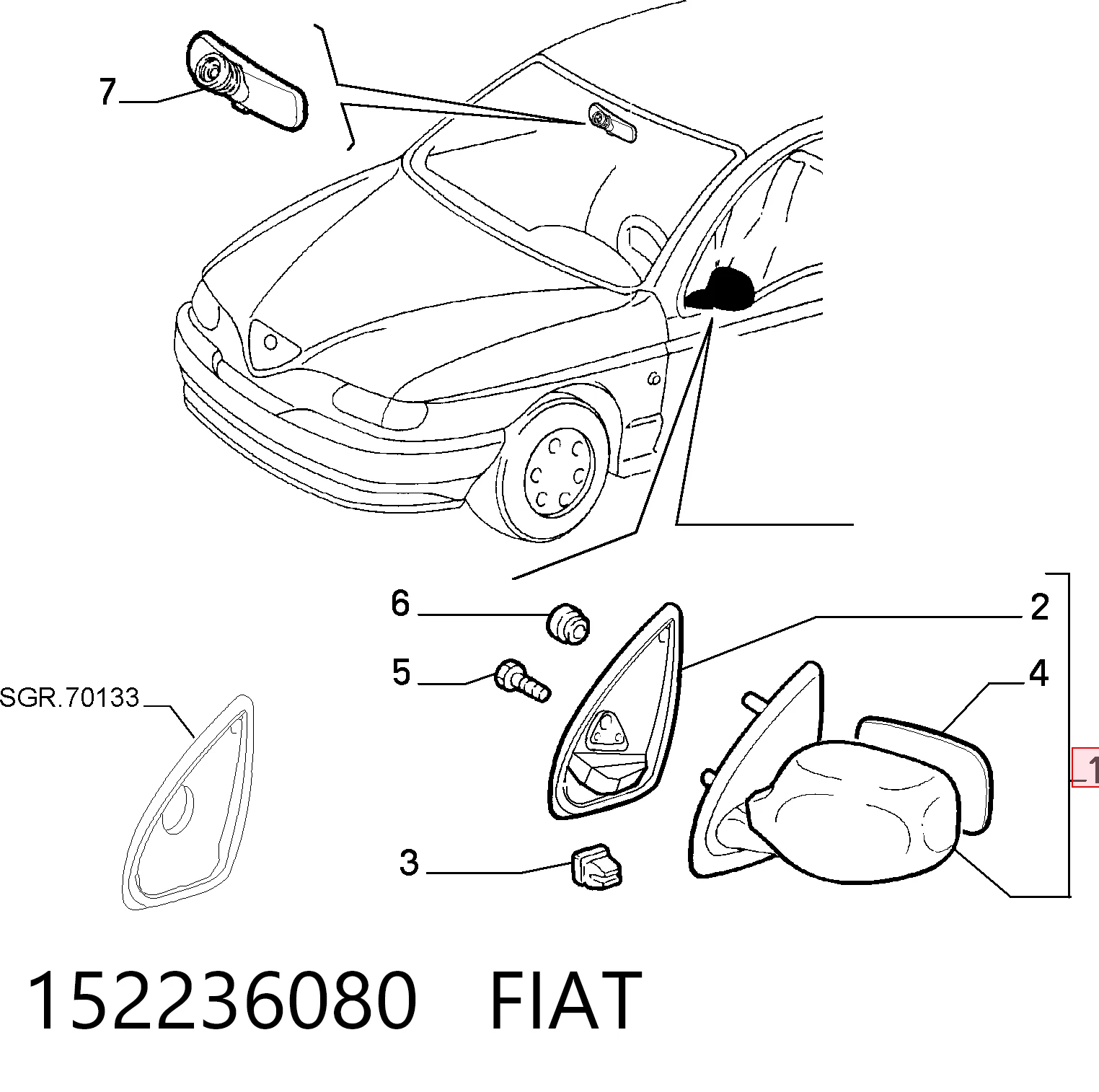 Lusterko wsteczne prawe do Alfa Romeo 146  930