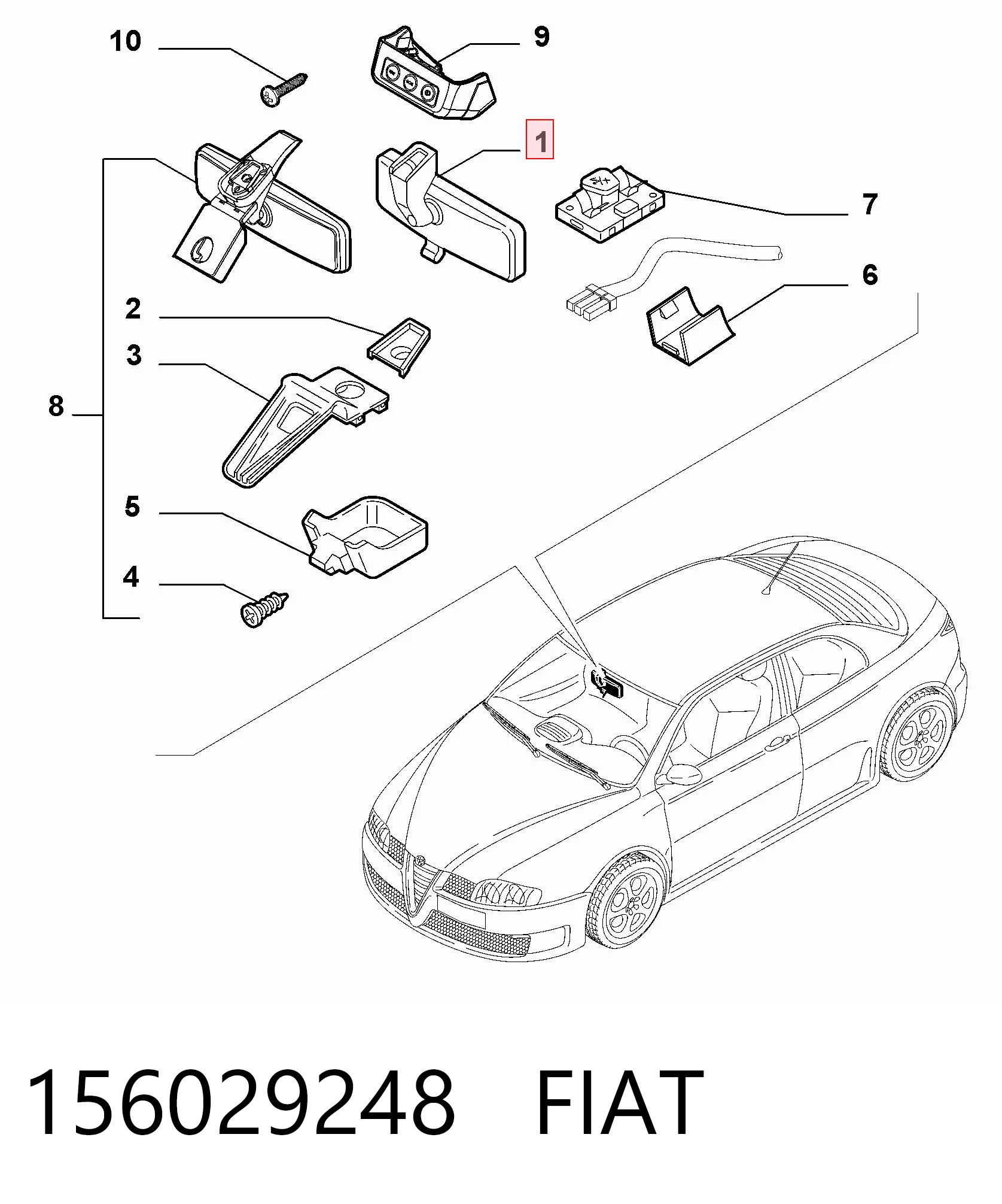 Lusterko wewnętrzne do Alfa Romeo 147  937