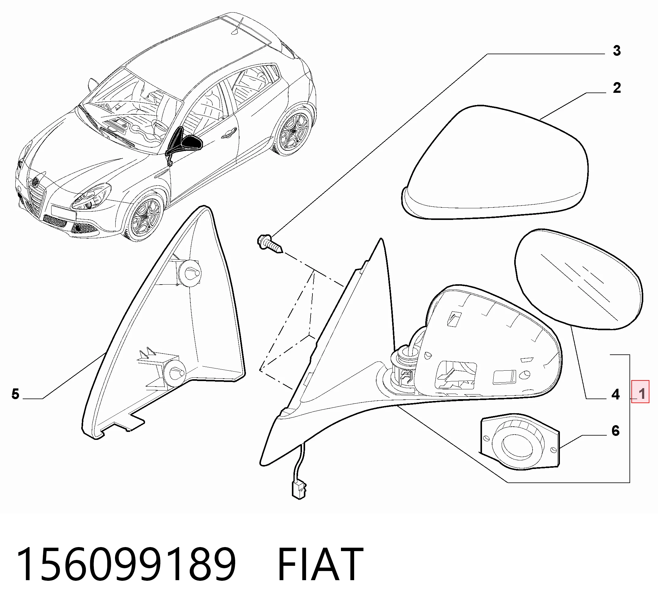 Lusterko wsteczne prawe do Alfa Romeo Giulietta  940