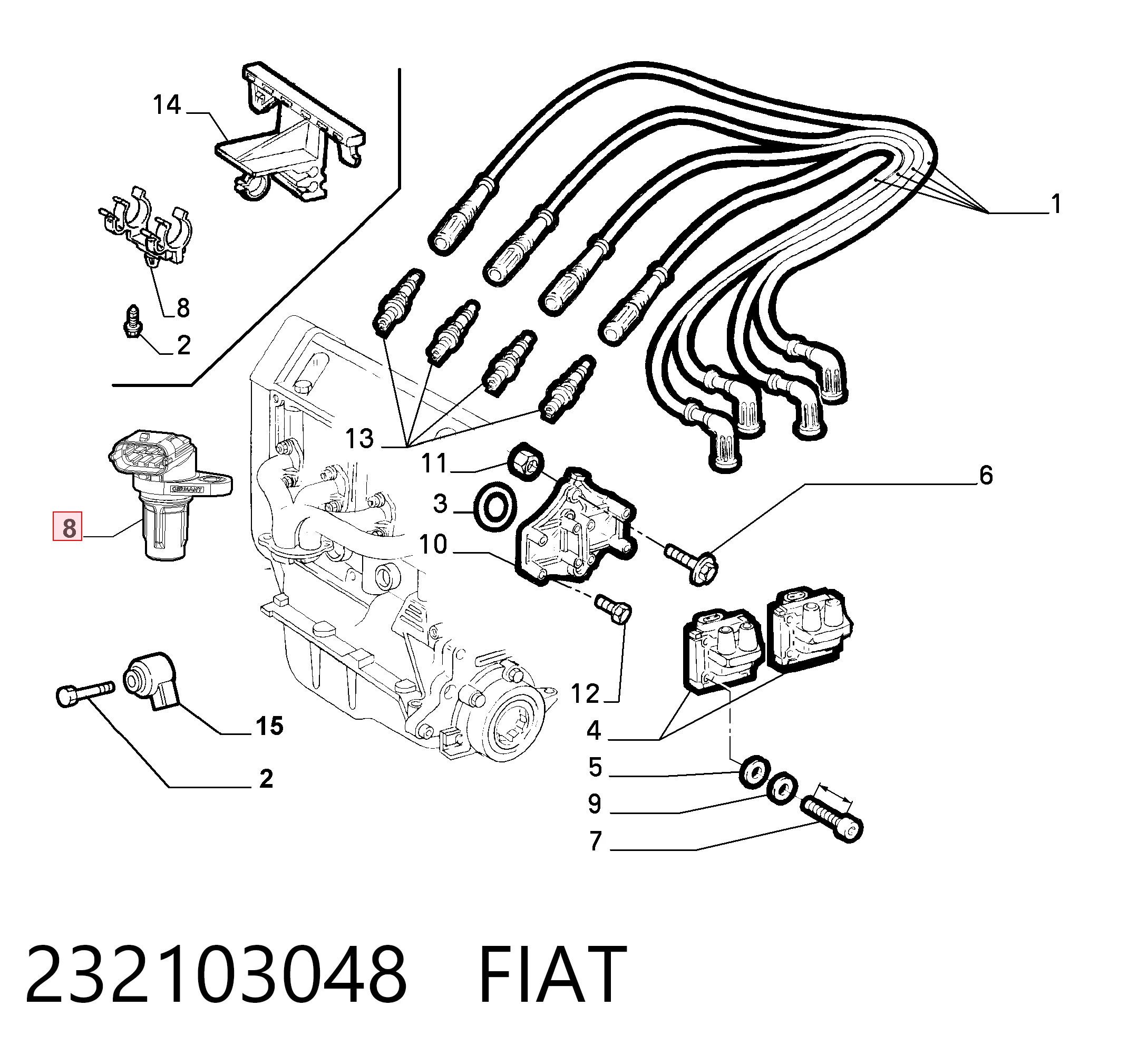 232103048 Fiat/Alfa/Lancia Czujnik położenia wałka rozrządu