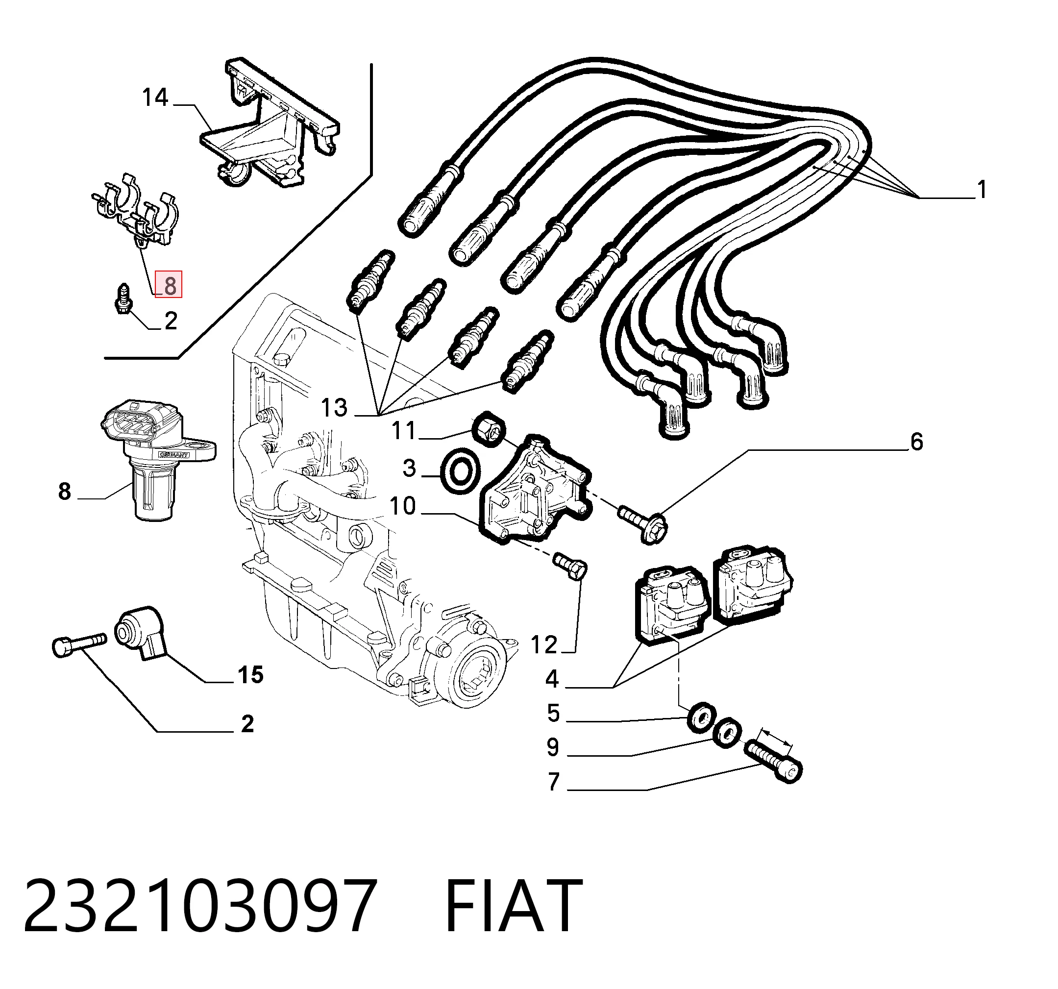 232103097 Fiat/Alfa/Lancia Czujnik położenia wałka rozrządu