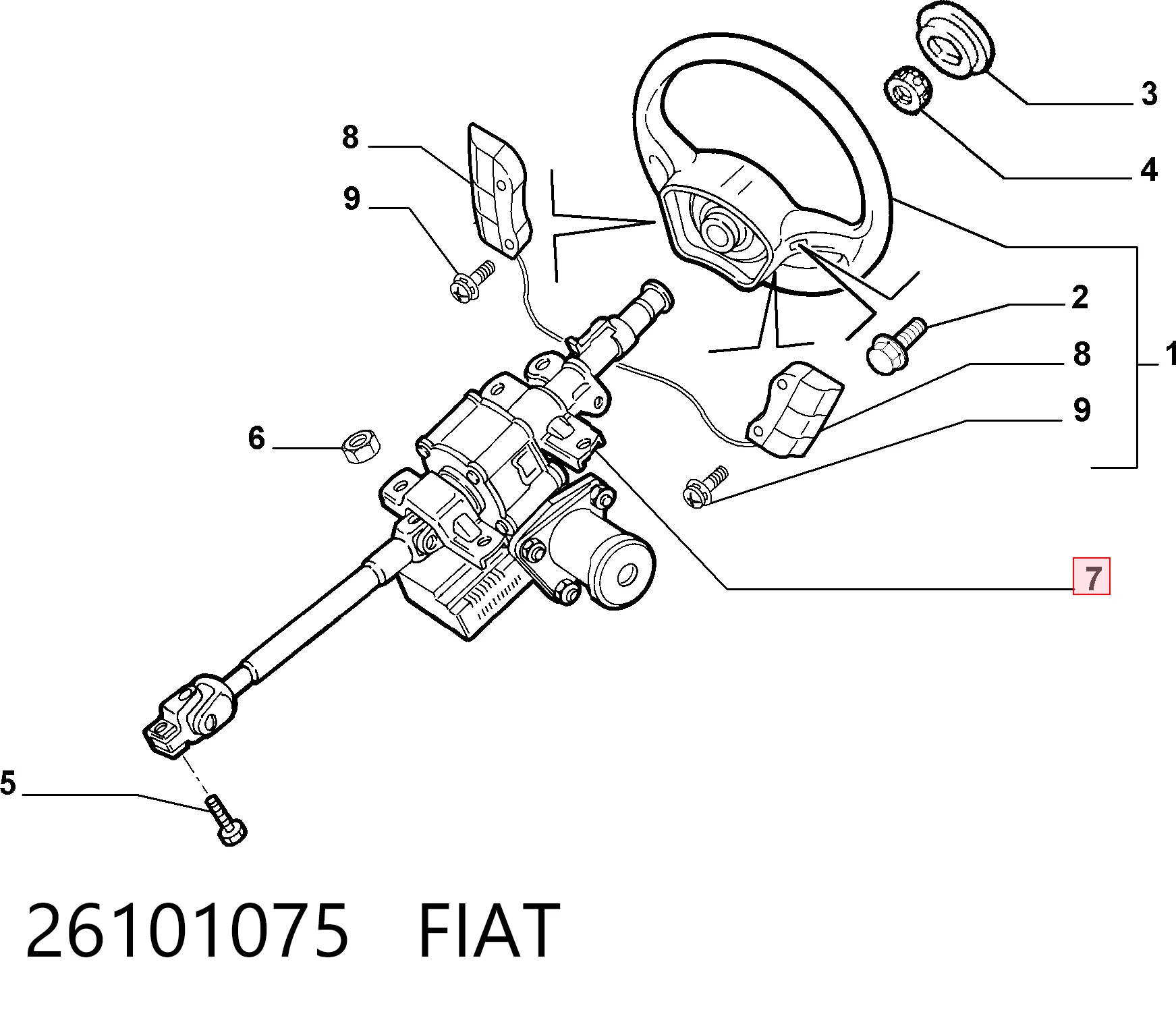 Kolumna (wał) kierownicza (kierownicy) do Fiat Punto II 188