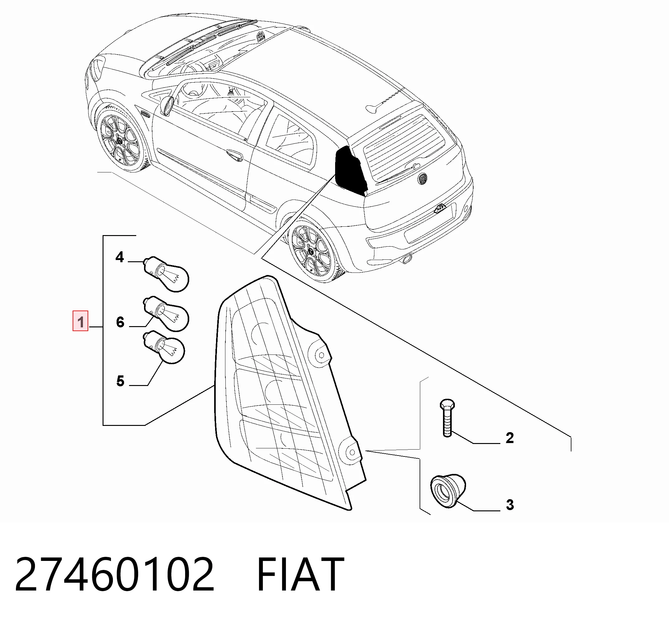 Lampa zespolona tylna lewa Fiat Punto GRAND hatchback (199) (2005 - 2018) cena, od 59,87 USD