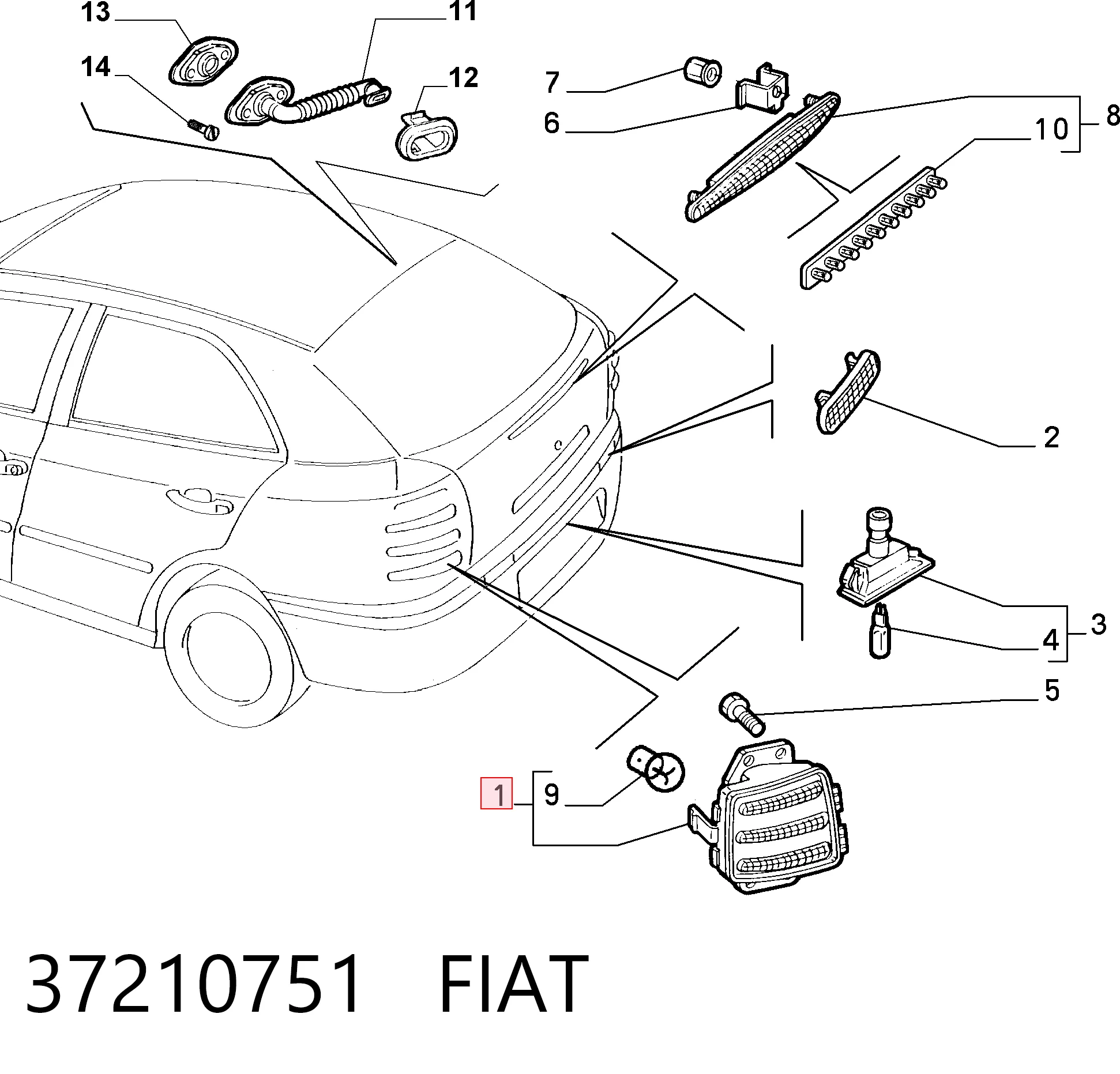 Lampa zespolona tylna lewa do Fiat Brava  182