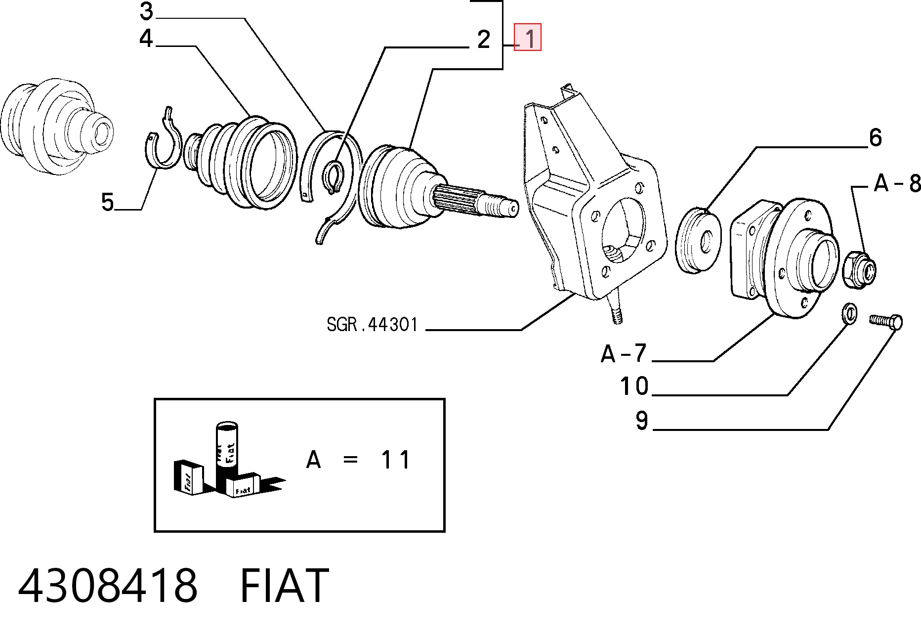 Do koszyka Przegub homokinetyczny przedni zewnętrzny Fiat Uno  146A