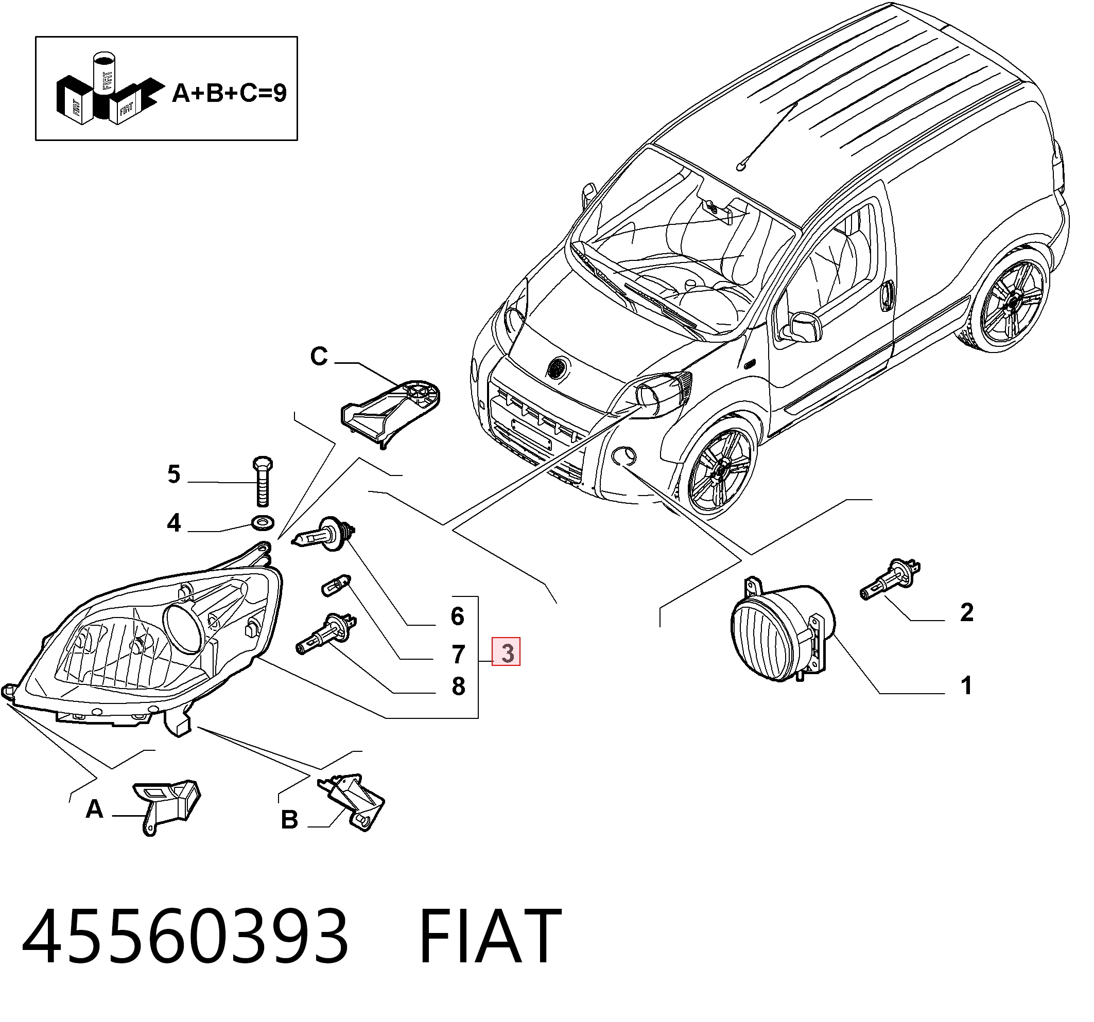 Reflektor prawy 1353197080 Renault (RVI)