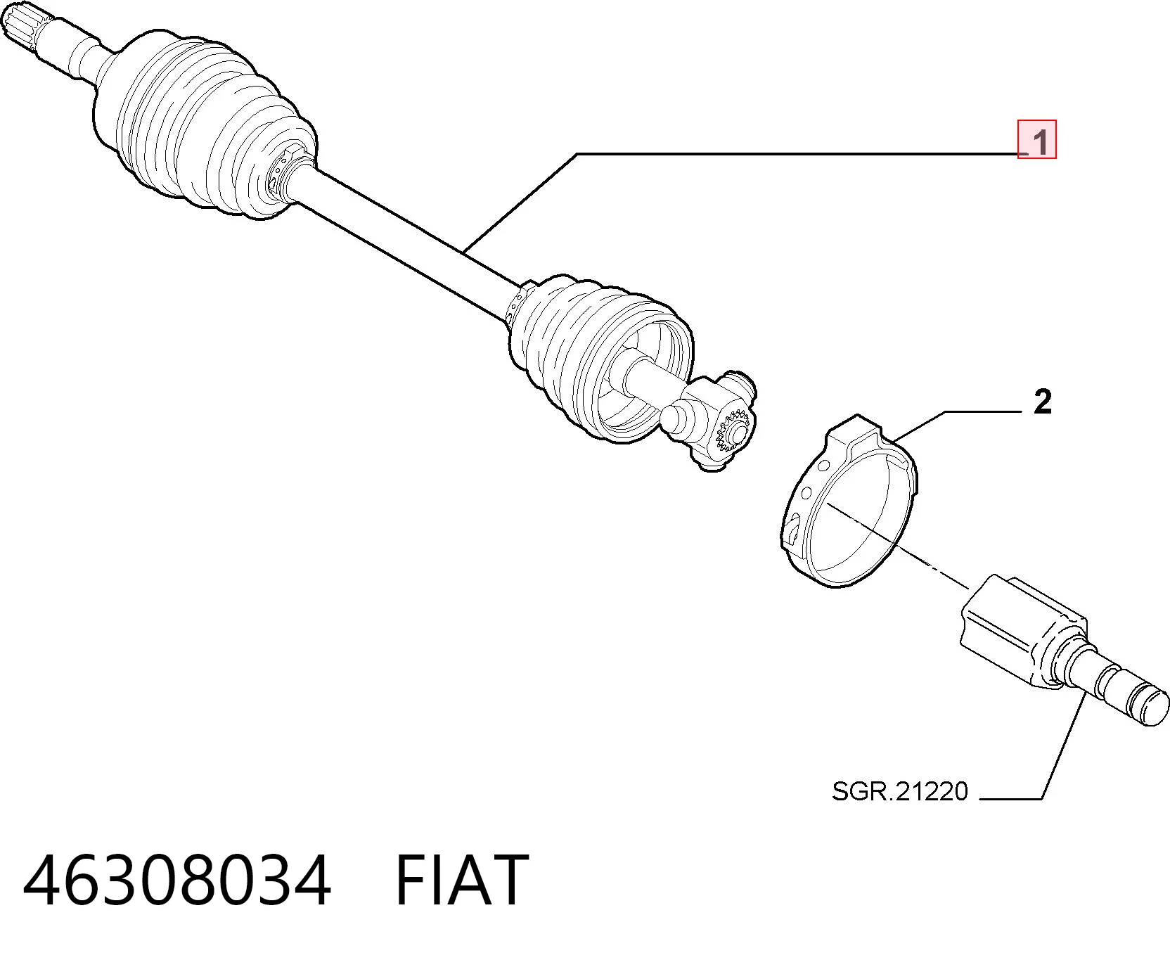  Półoś napędowa przednia Fiat Stilo 