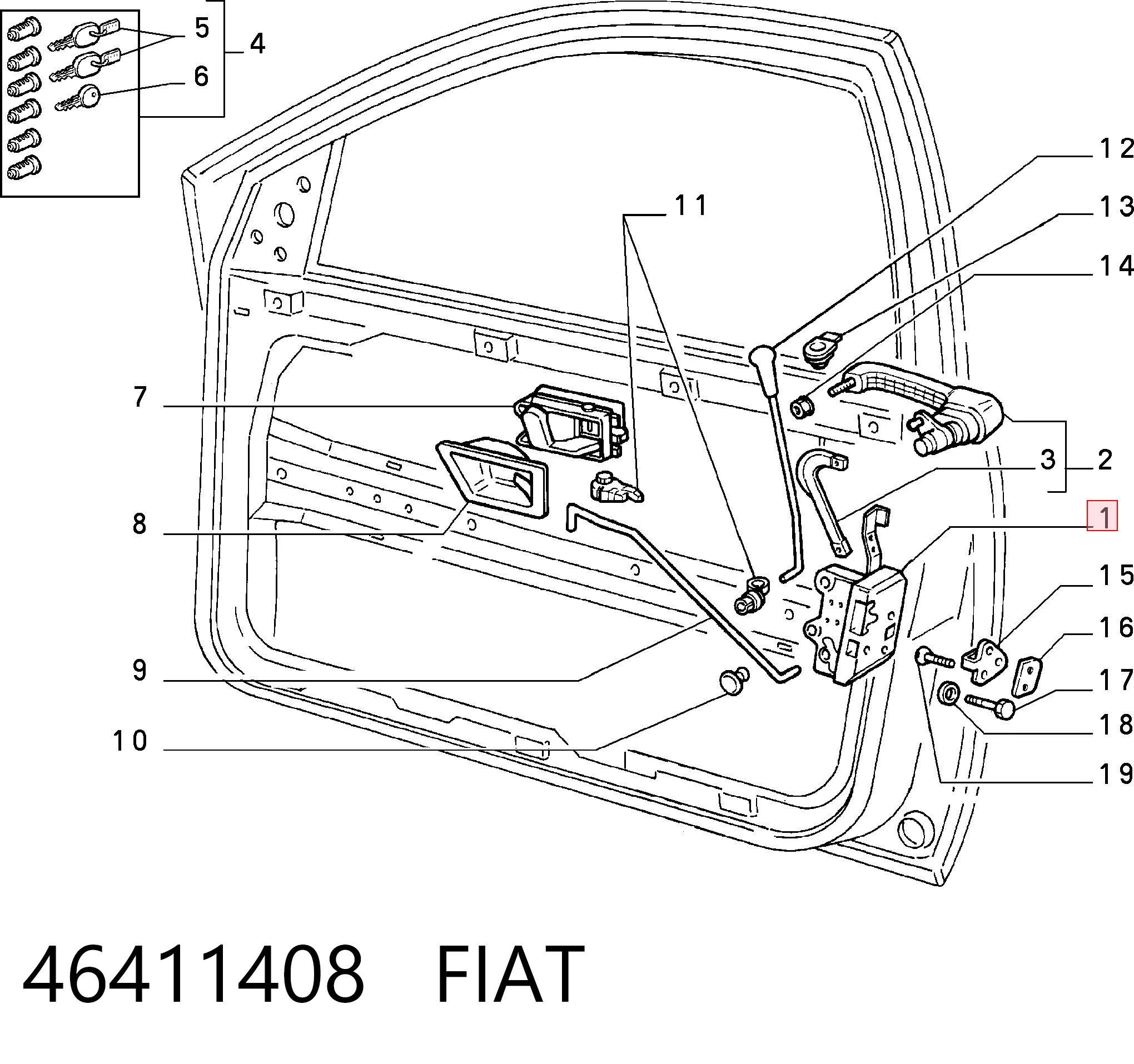 Zamek drzwi przednich prawych do Fiat Tempra 159