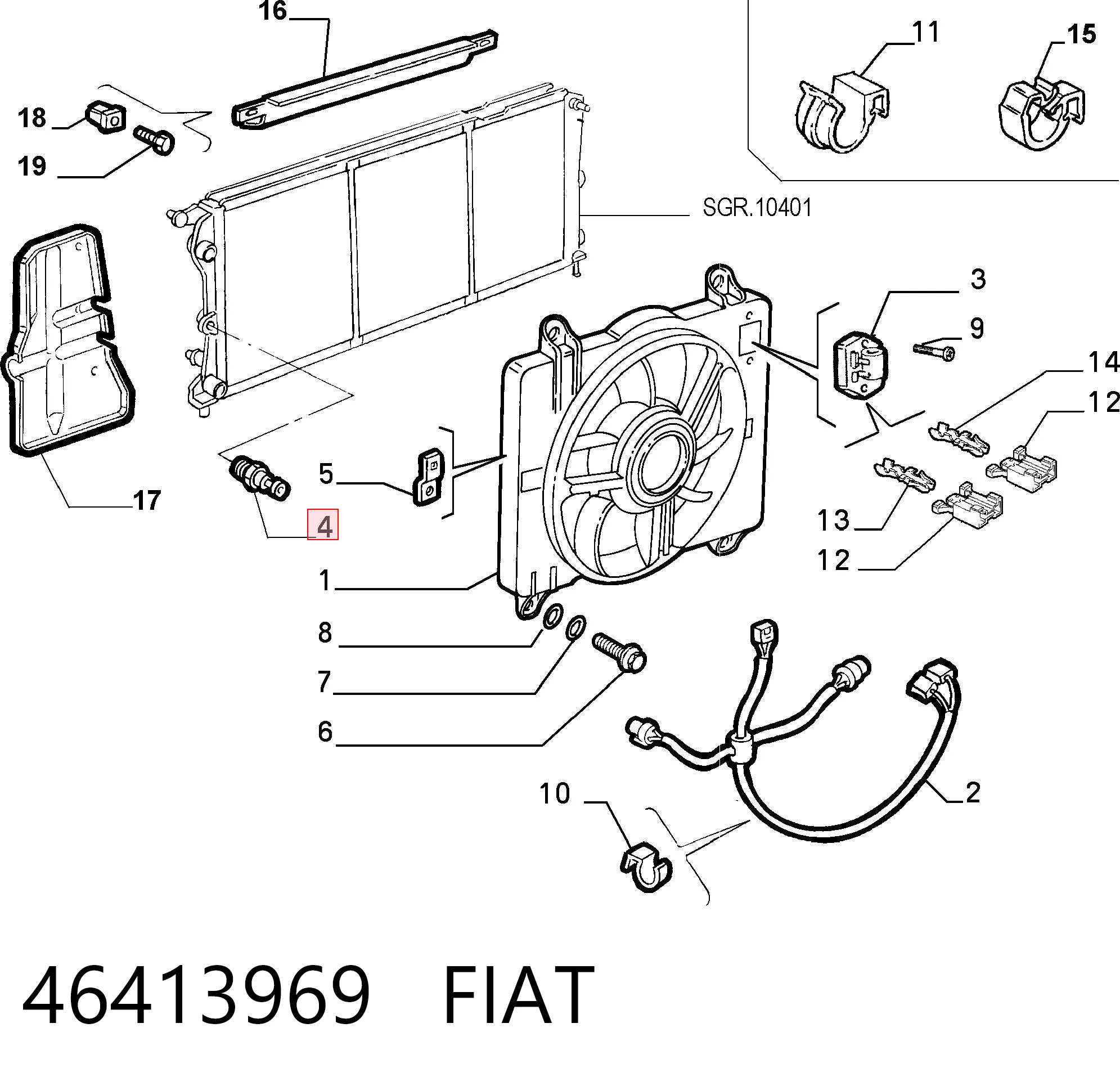 46413969 Fiat/Alfa/Lancia Czujnik temperatury płynu chłodzącego (włączenia wentylatora chłodnicy)