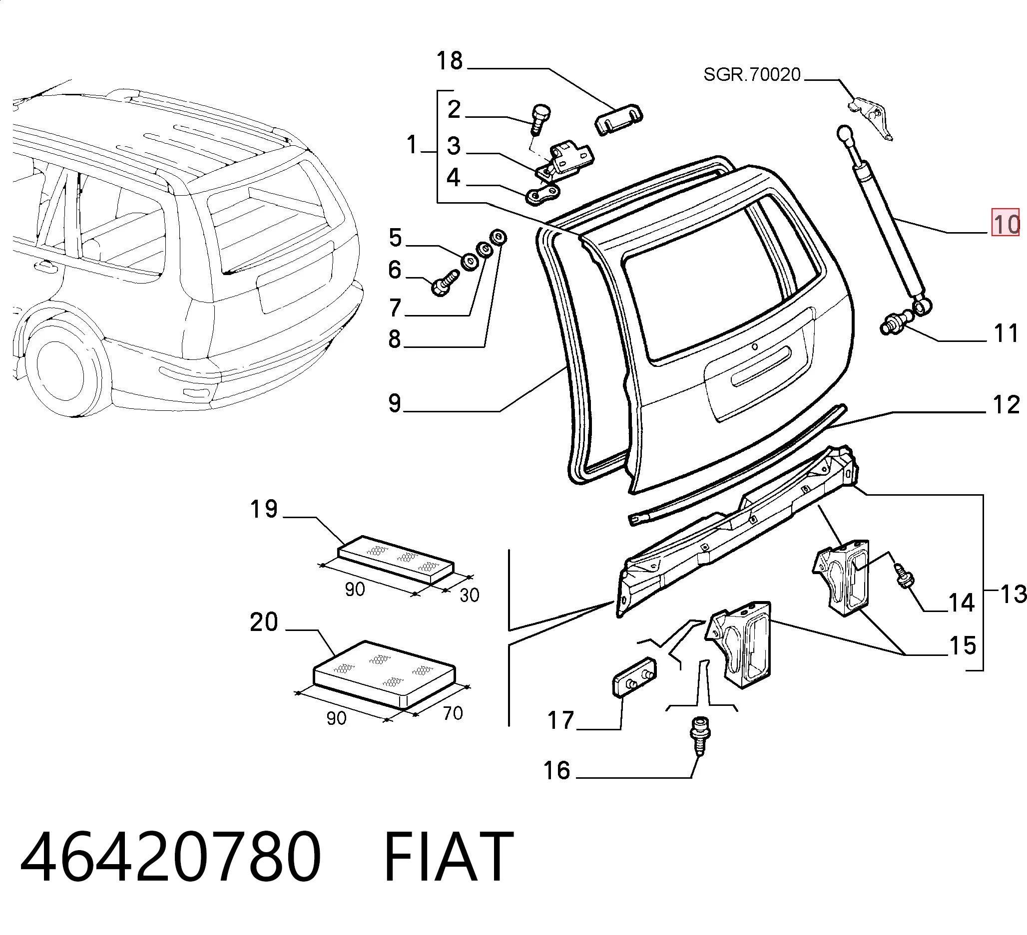Amortyzator klapy bagażnika (3/5 drzwi-tylnych) Fiat Marea kombi (185) (1996 - 2007) cena, od 15,17 USD