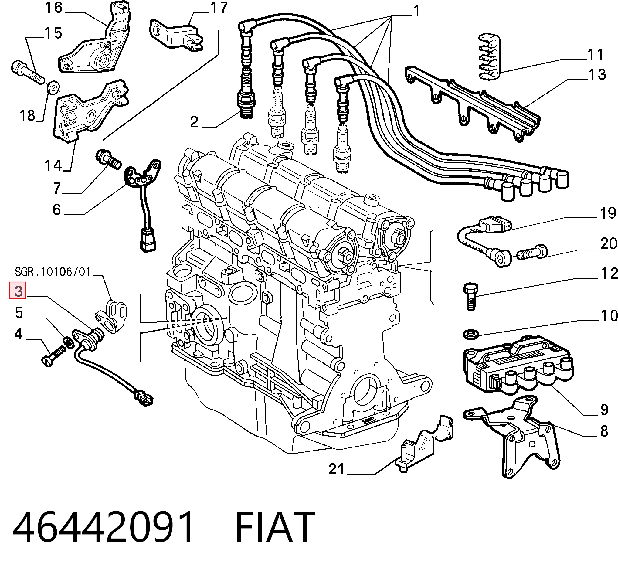 46442091 Fiat/Alfa/Lancia Czujnik położenia wału korbowego