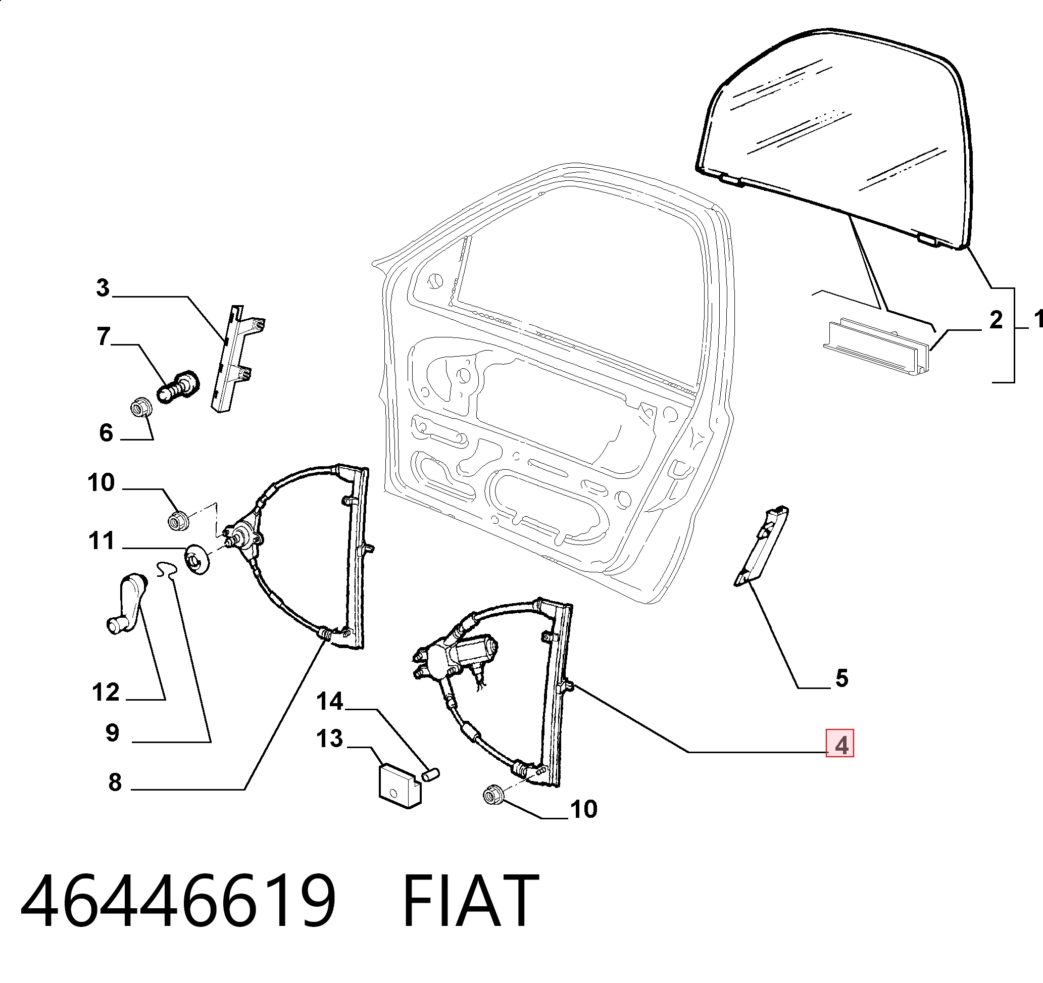  Mechanizm podnoszenia szyby drzwi przednich lewych Fiat Albea 
