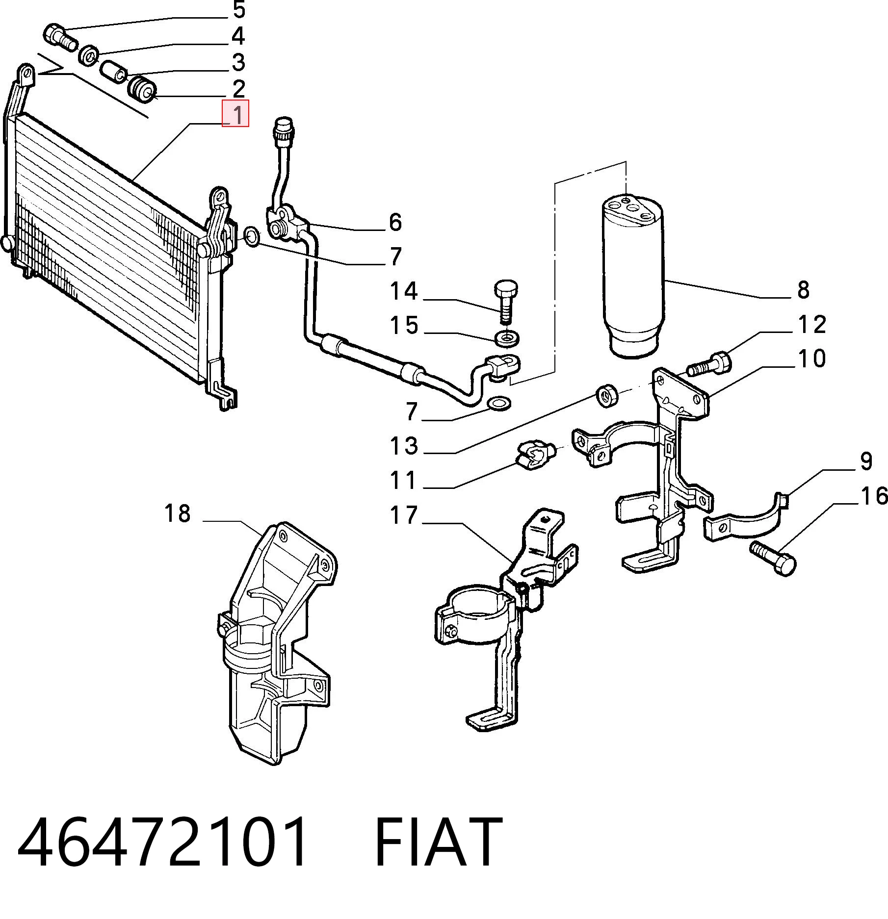 Chłodnica klimatyzacji do Fiat Marea  185
