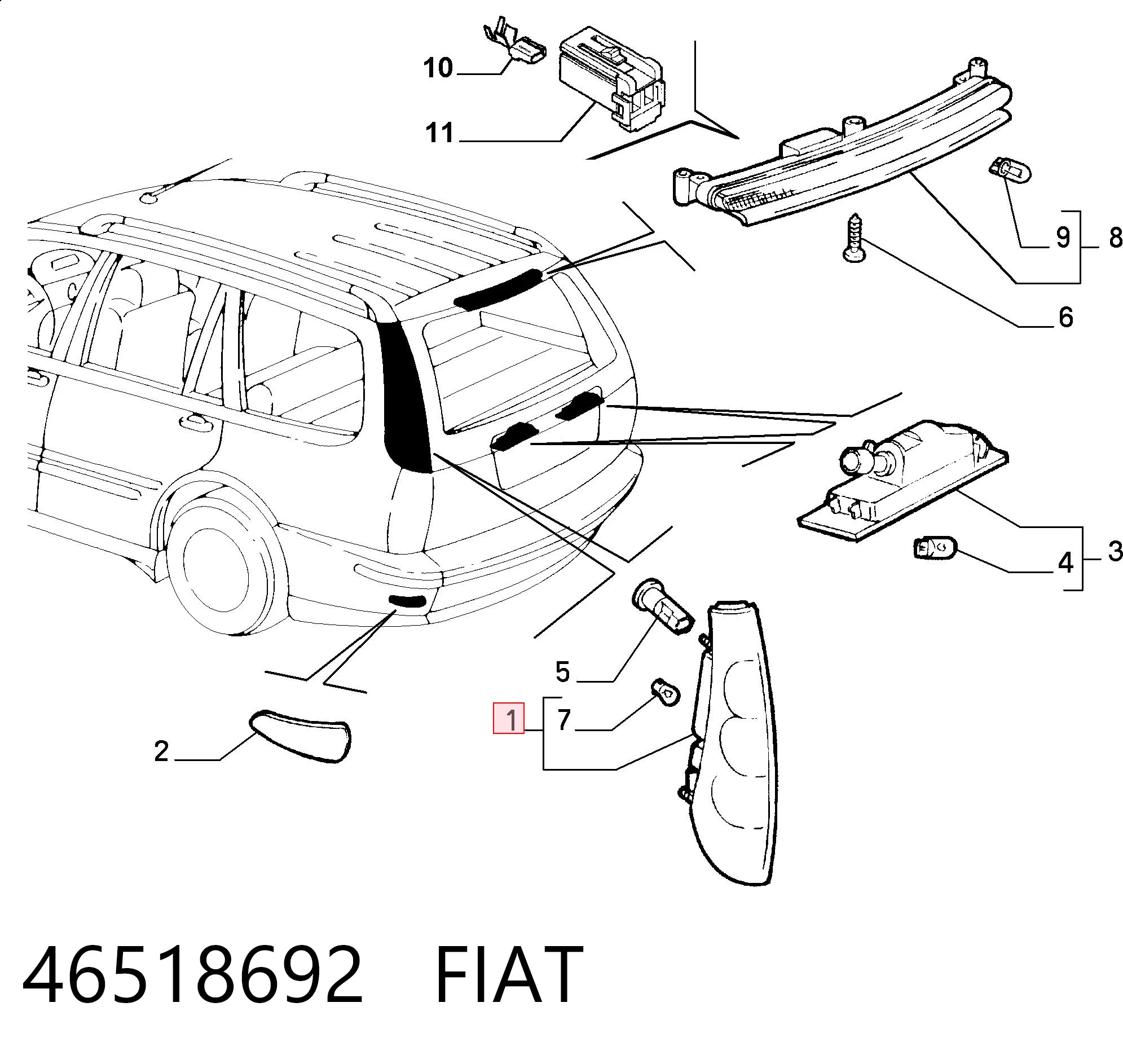 Lampa zespolona tylna lewa do Fiat Marea  185