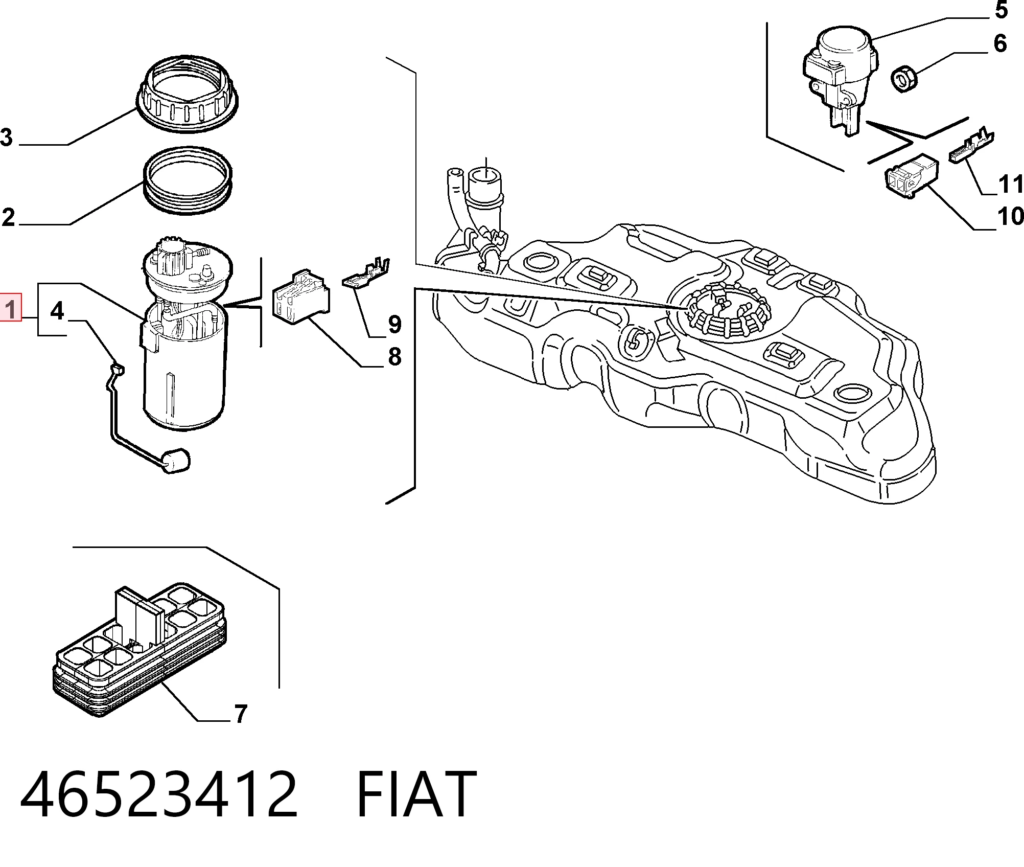Czujnik poziomu paliwa w zbiorniku do Fiat Punto II 188