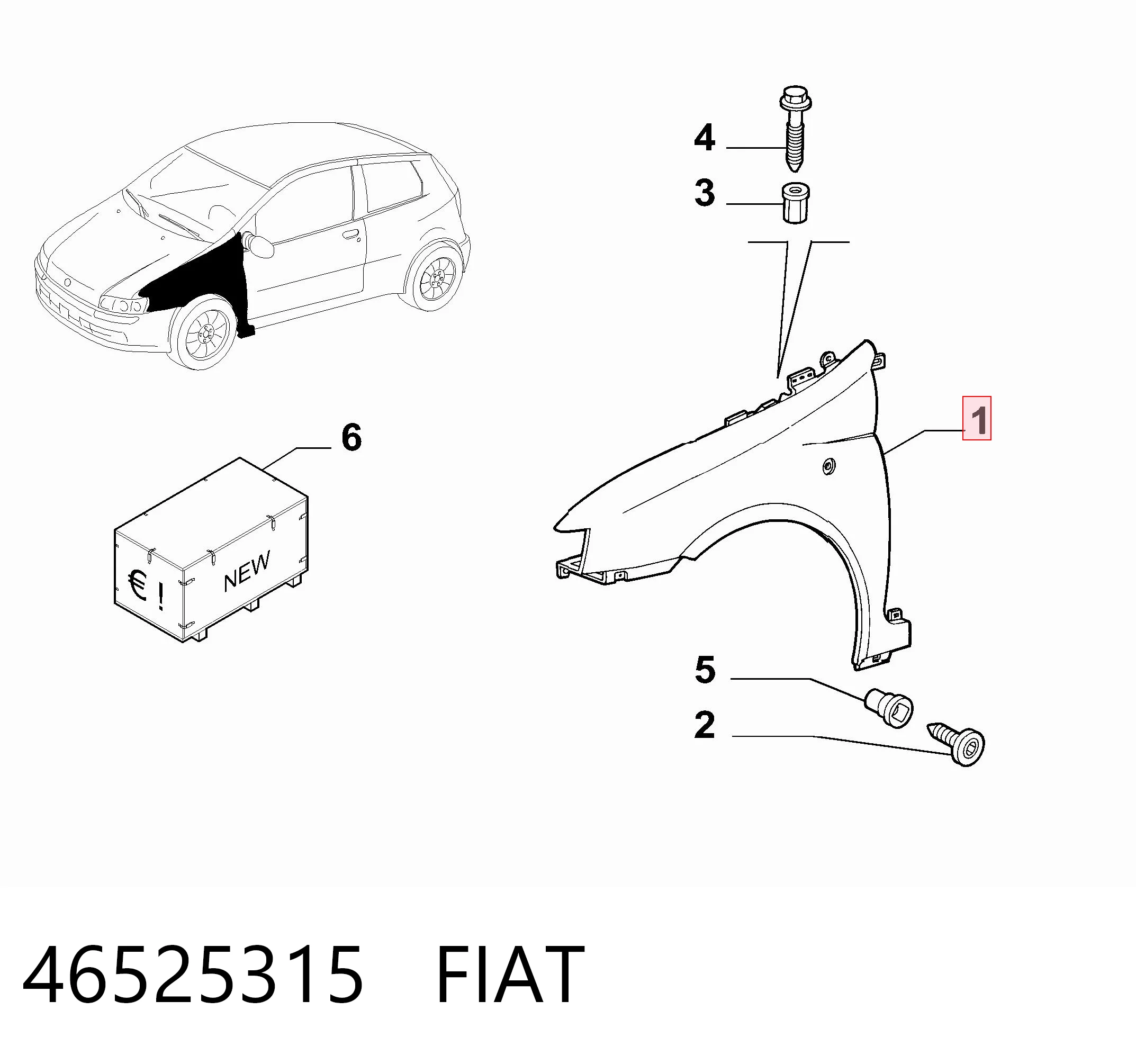 Błotnik przedni lewy do Fiat Punto II 188