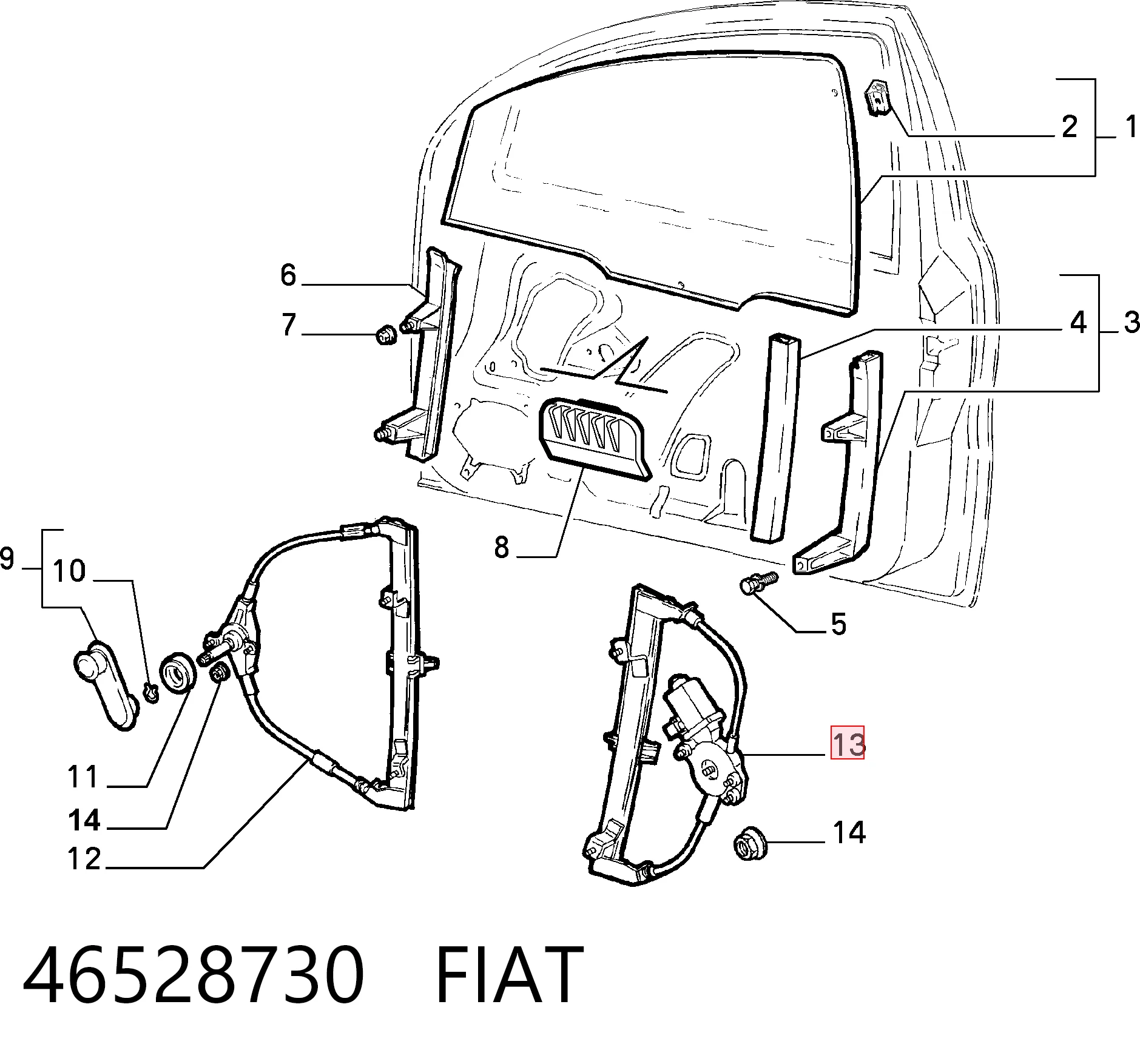Mechanizm podnoszenia szyby drzwi przednich prawych do Fiat Brava  182