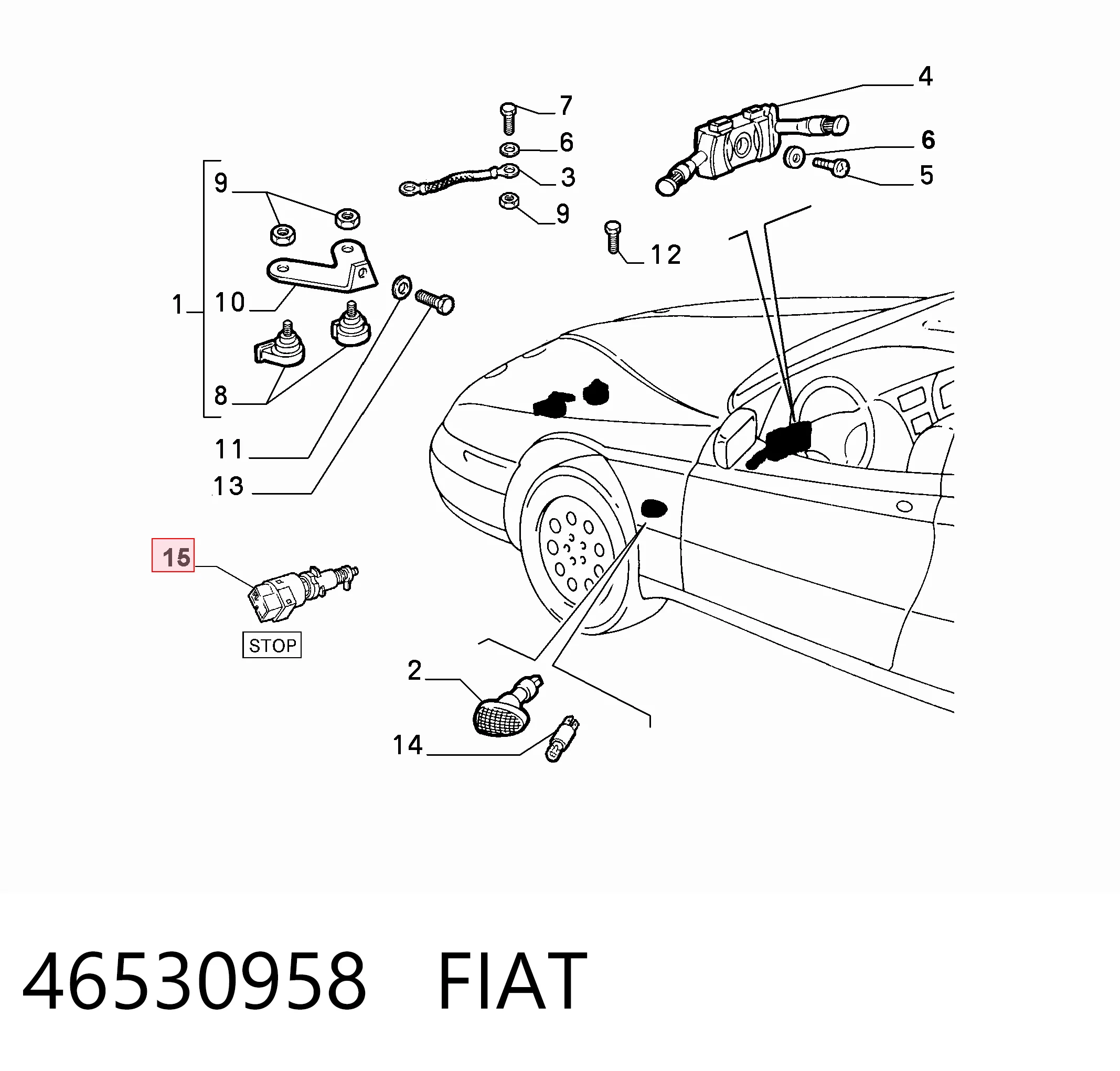 Czujnik włącznika świała stop do Fiat Marea  185