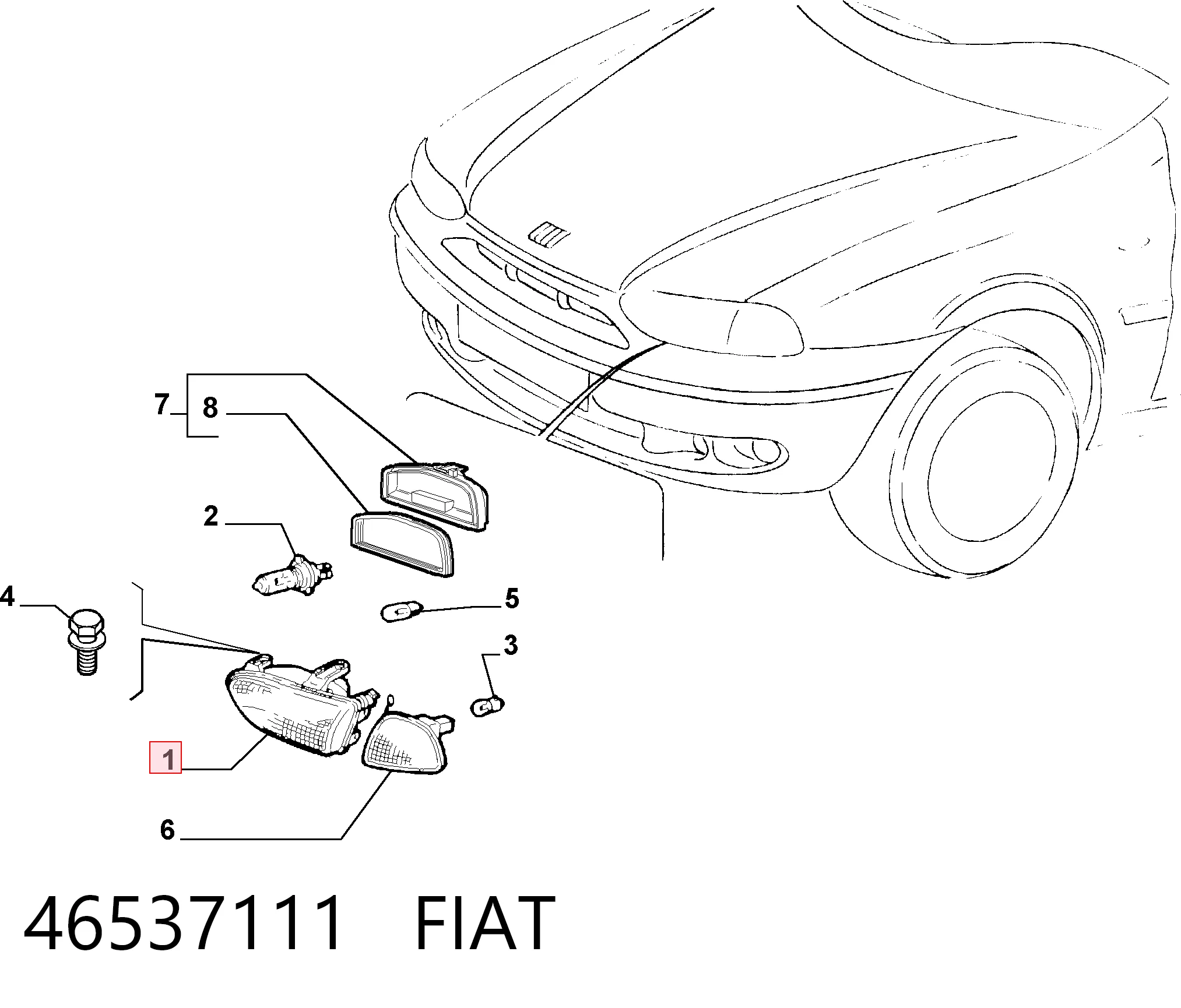 Reflektor prawy do Fiat Albea  172