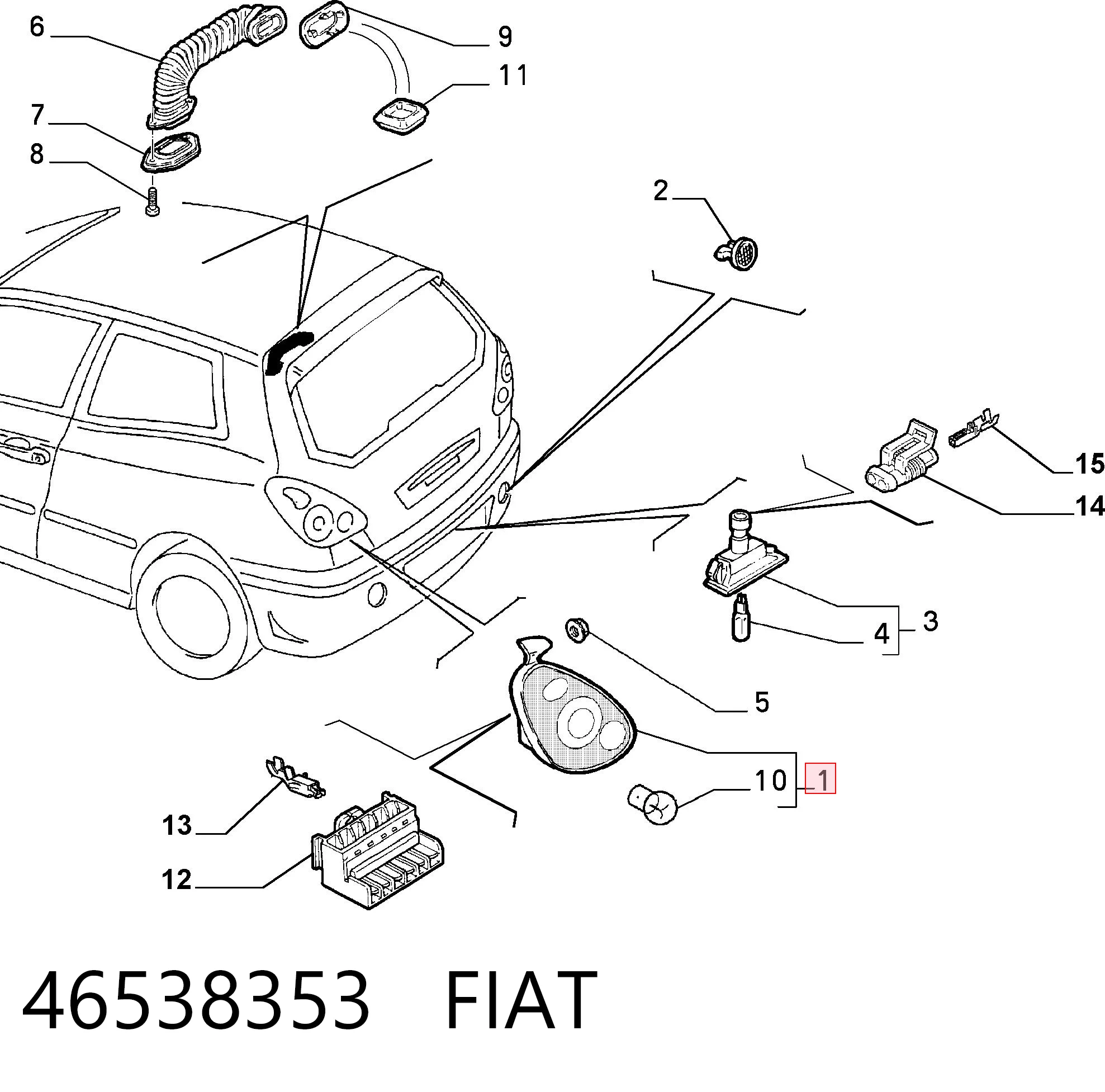 Lampa zespolona tylna lewa do Fiat Bravo I 182