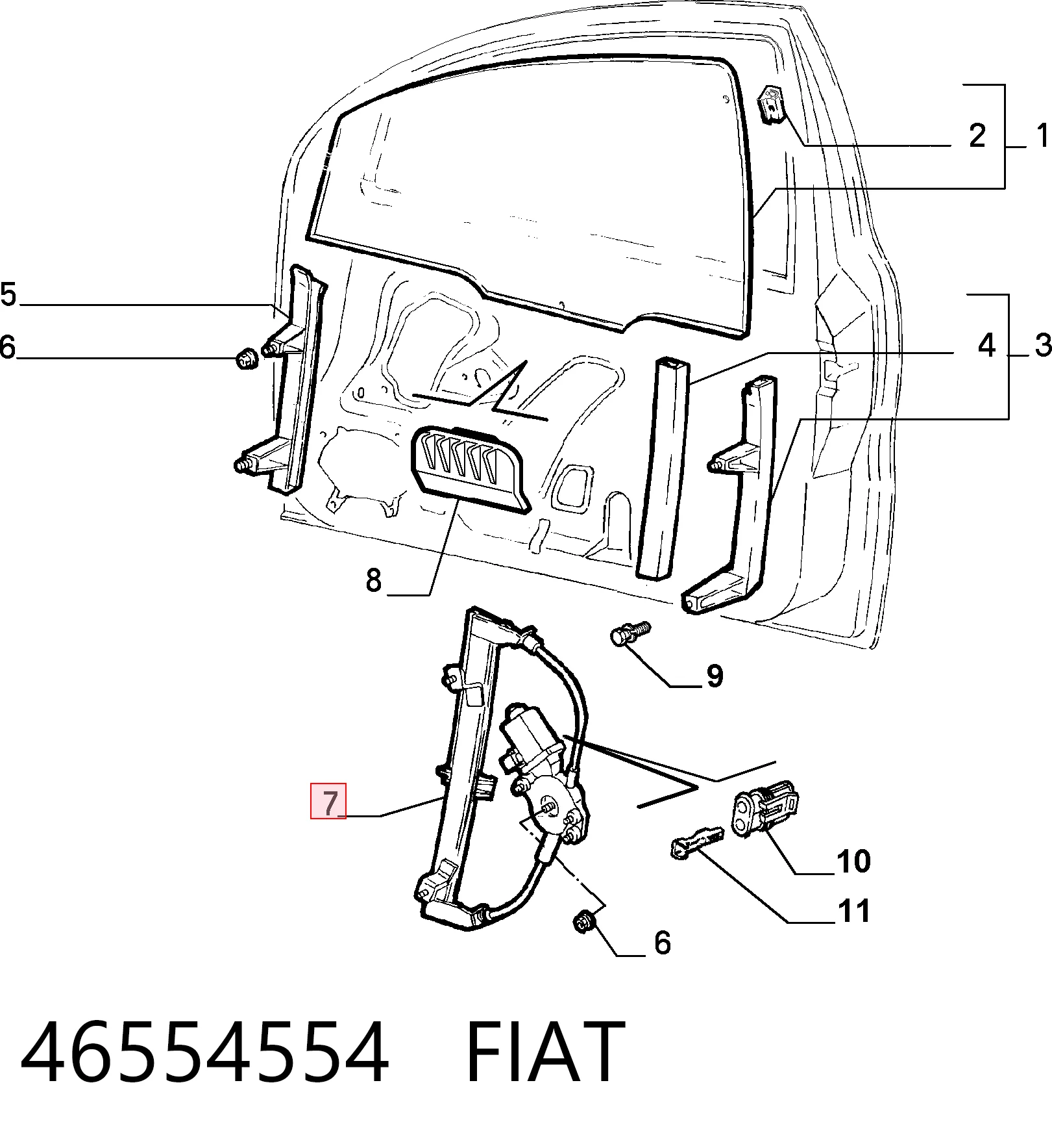 Mechanizm podnoszenia szyby drzwi przednich prawych Fiat Brava hatchback (182) (1995 - 2001) cena, od 38,14 USD