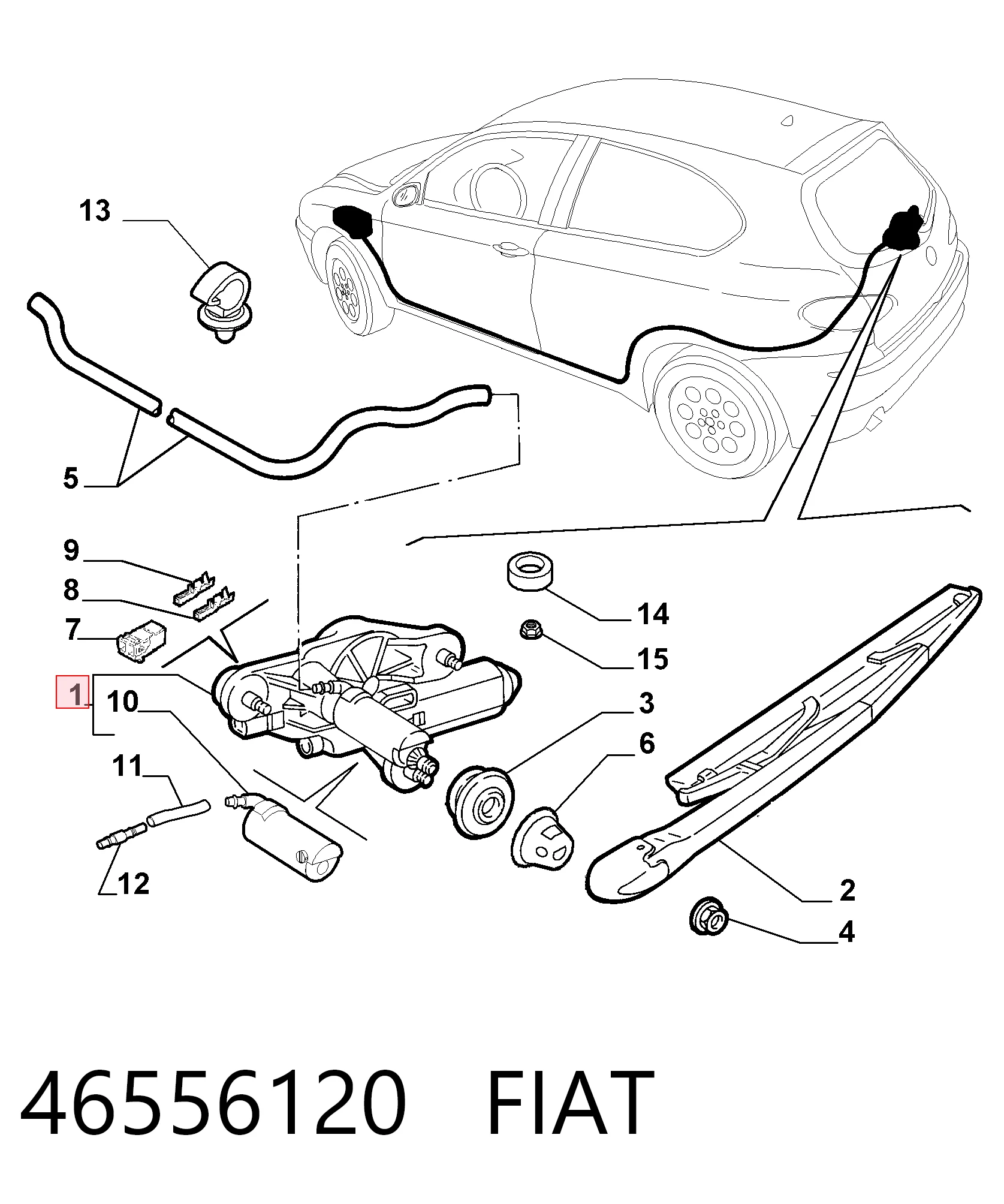  Silniczek wycieraczki tylnej szyby Alfa Romeo 147 