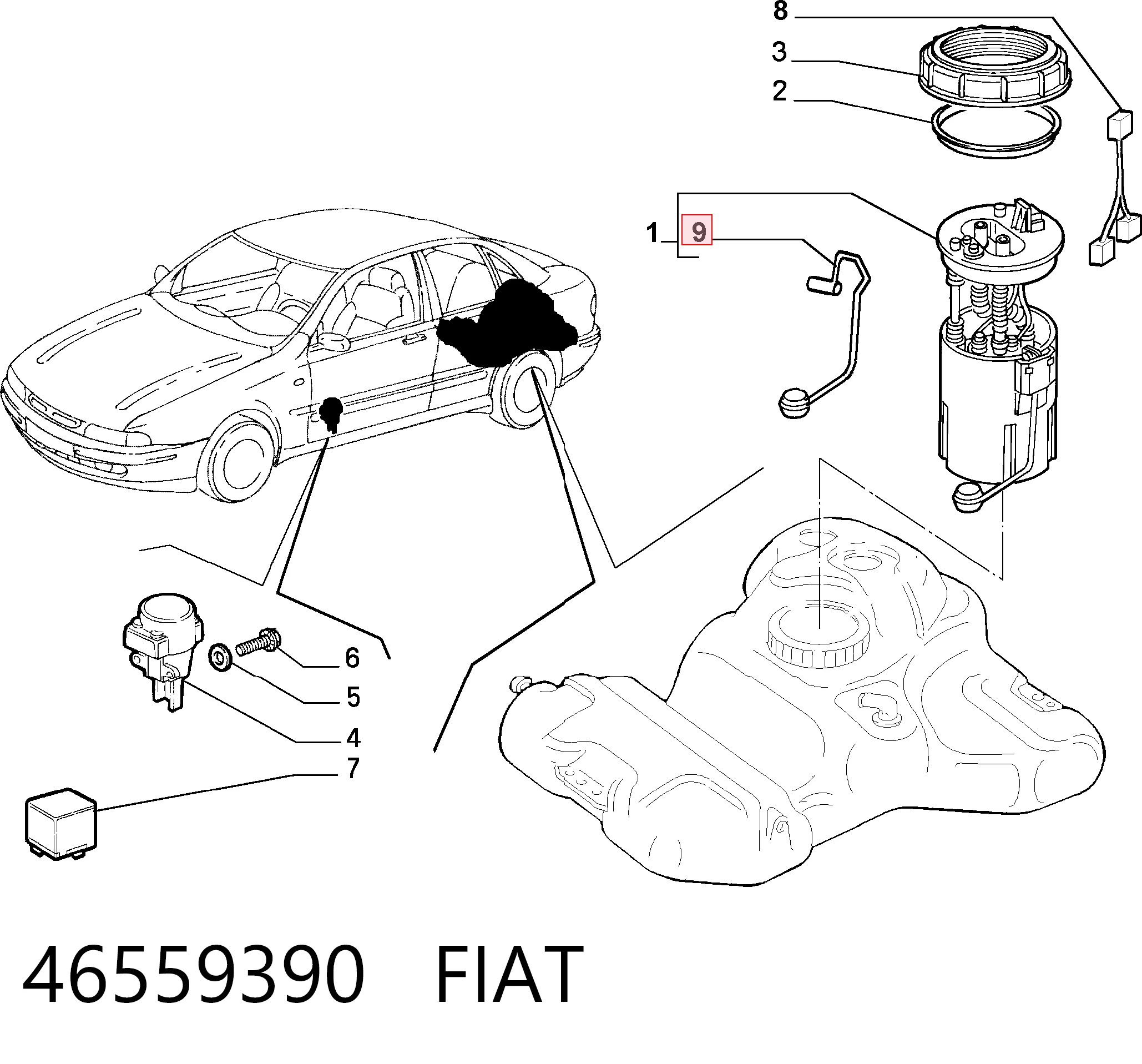 Czujnik poziomu paliwa w zbiorniku do Fiat Brava 182
