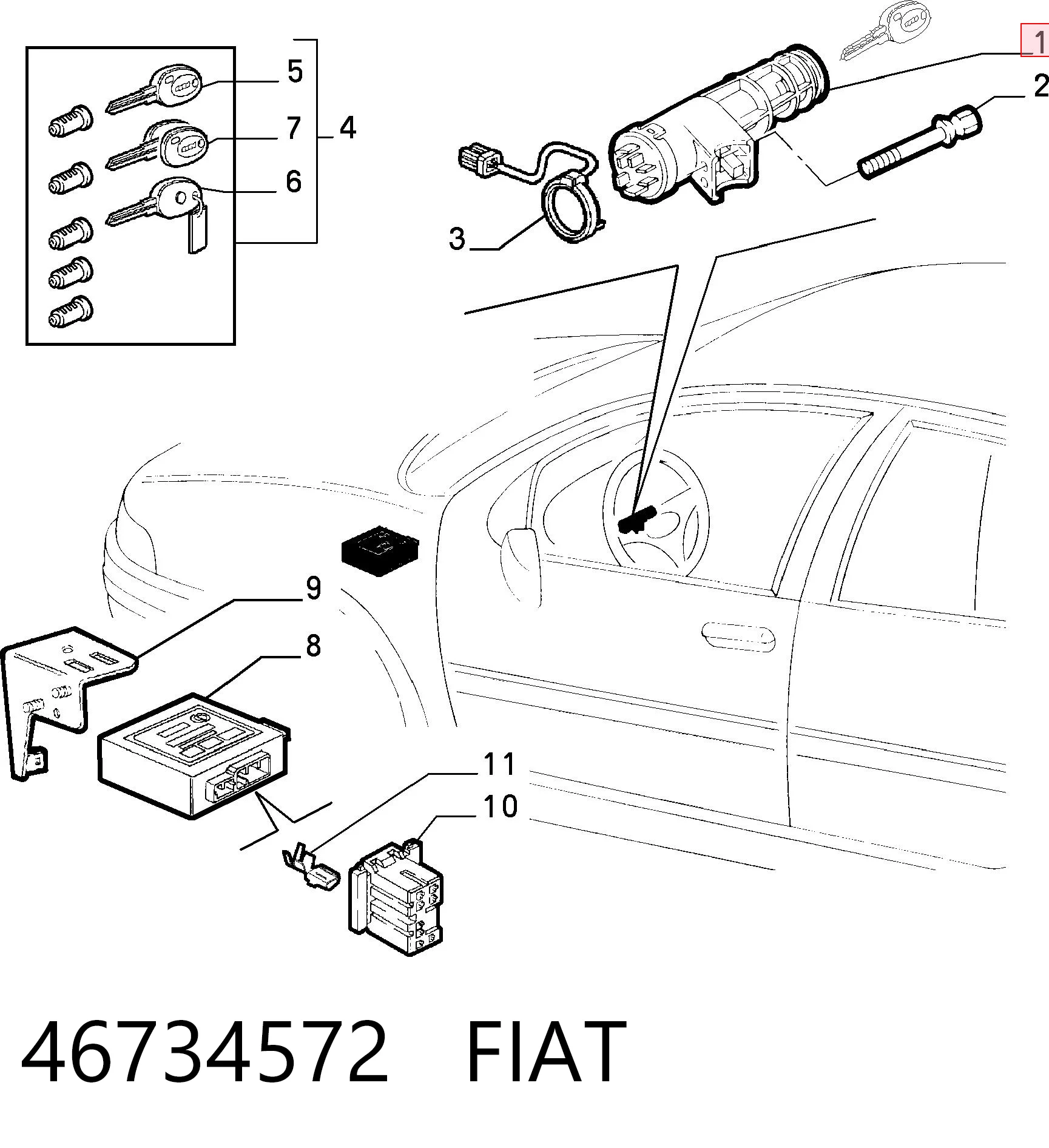 Stacyjka zapłonowa Fiat Fiorino awangarda (146 Uno) (1988 - 2001) cena, od 63,30 USD