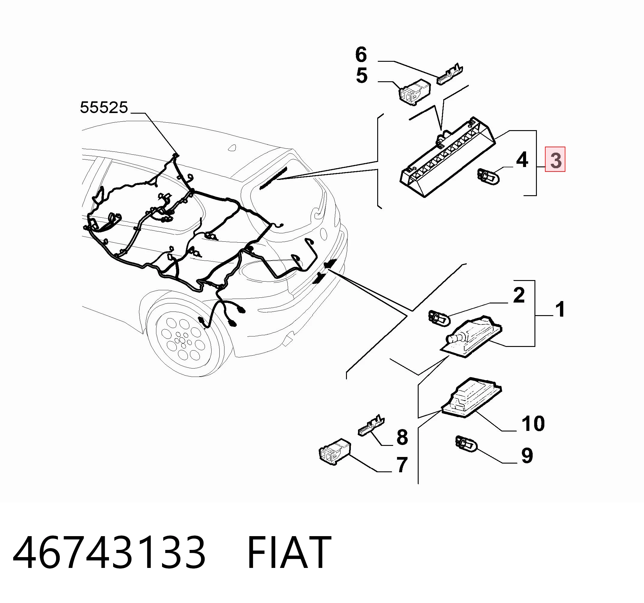 Lampa stop tylna dodatkowa do Alfa Romeo 147  937
