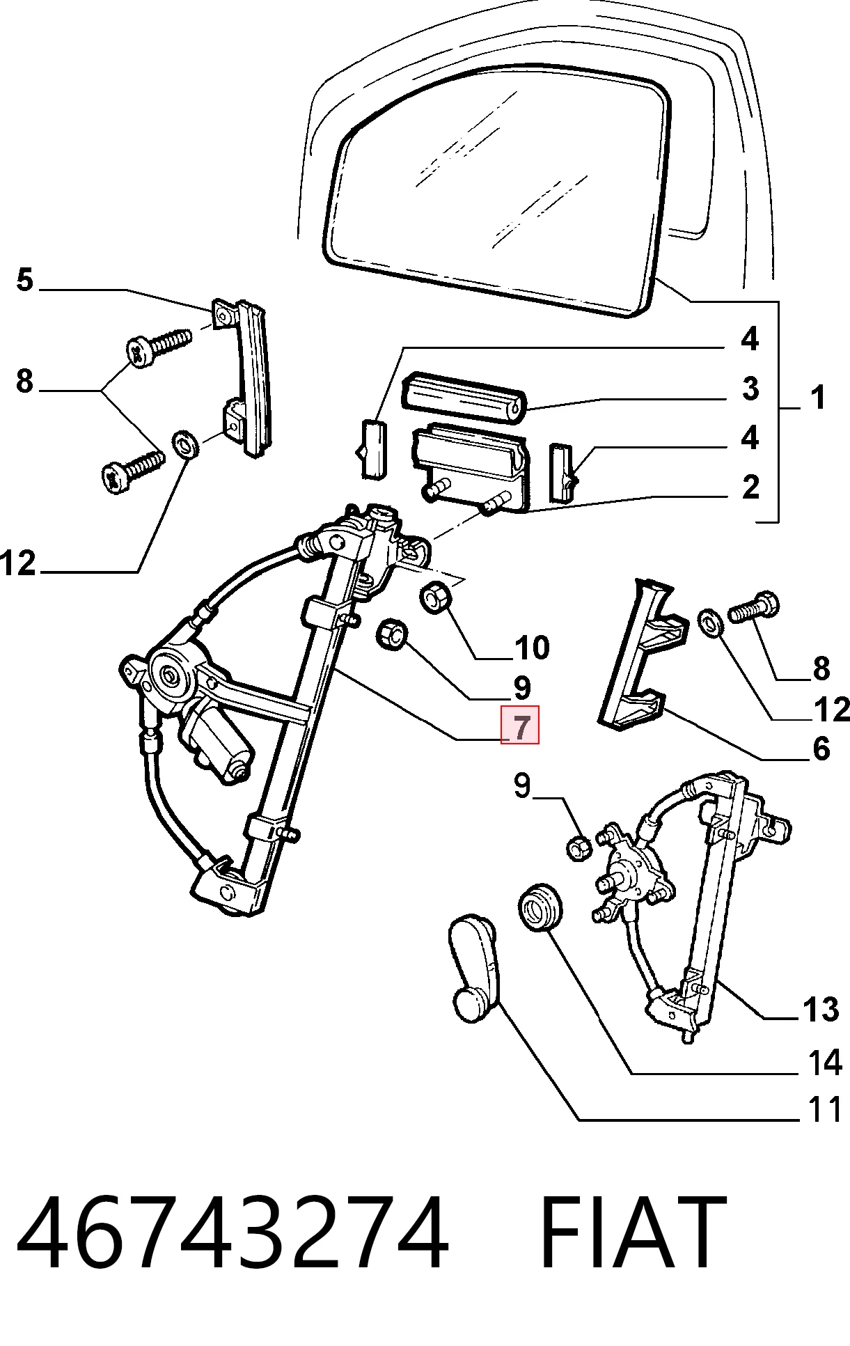 Mechanizm podnoszenia szyby drzwi przednich prawych do Alfa Romeo 146  930