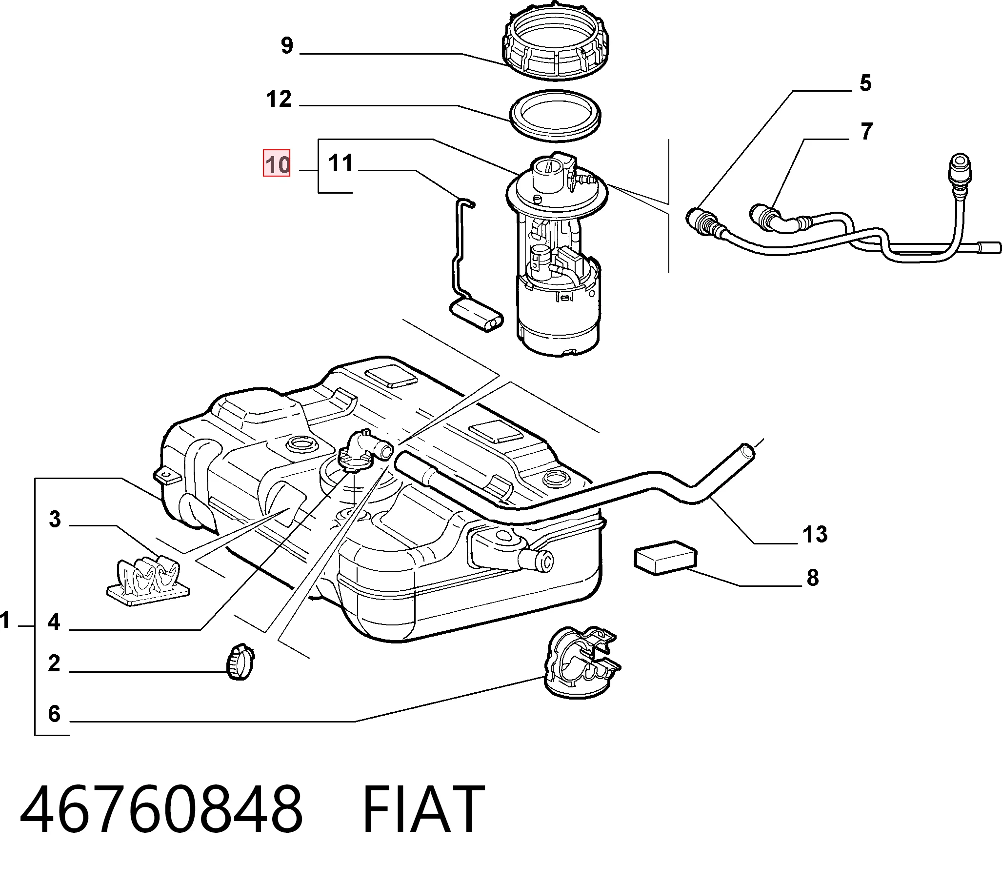Moduł pompy paliwowej z czujnikiem poziomu paliwa Fiat Doblo I