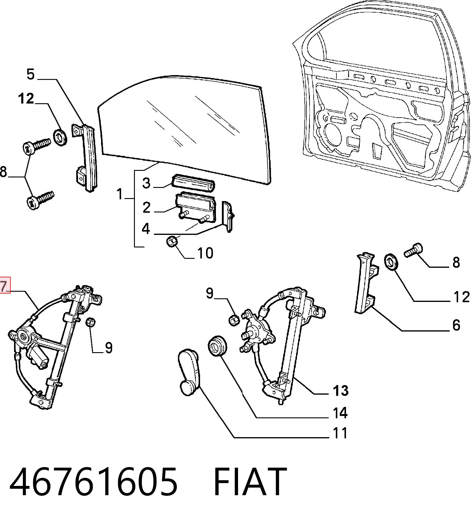 Mechanizm podnoszenia szyby drzwi przednich prawych Alfa Romeo 146 hatchback (930) (1994 - 2001) cena, od 63,69 USD