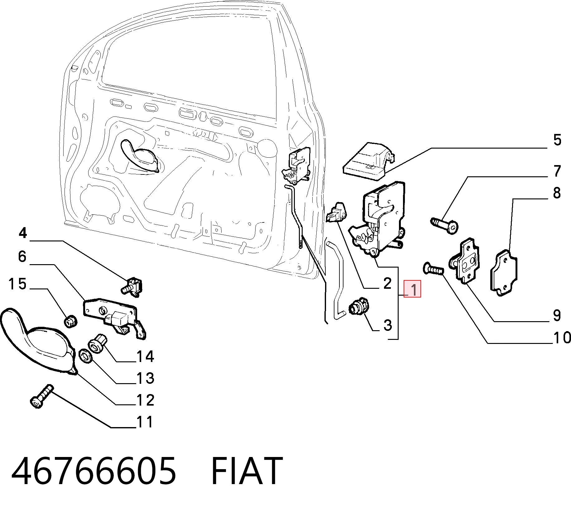 Zamek drzwi przednich prawych Fiat Brava hatchback (182) (1995 - 2001) cena, od 46,20 USD