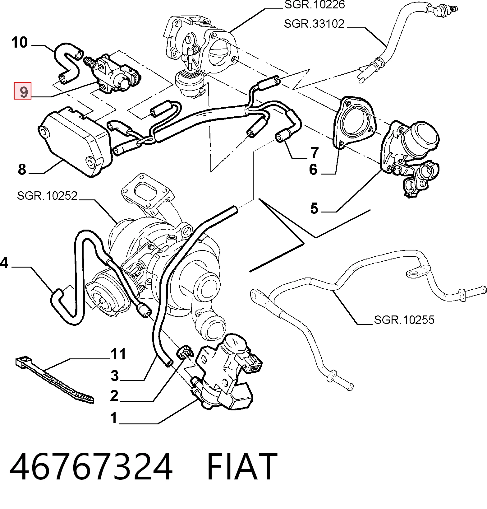 46767324 Fiat/Alfa/Lancia Zawór elektromagnetyczny regulacji klapy EGR