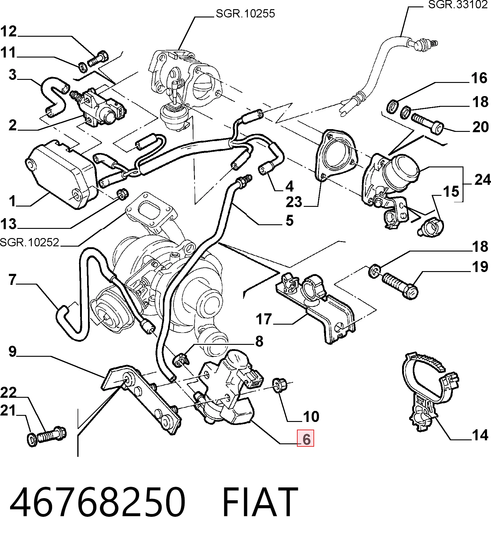 46768250 Fiat/Alfa/Lancia Przetwornik ciśnienia (solenoid) doładowania