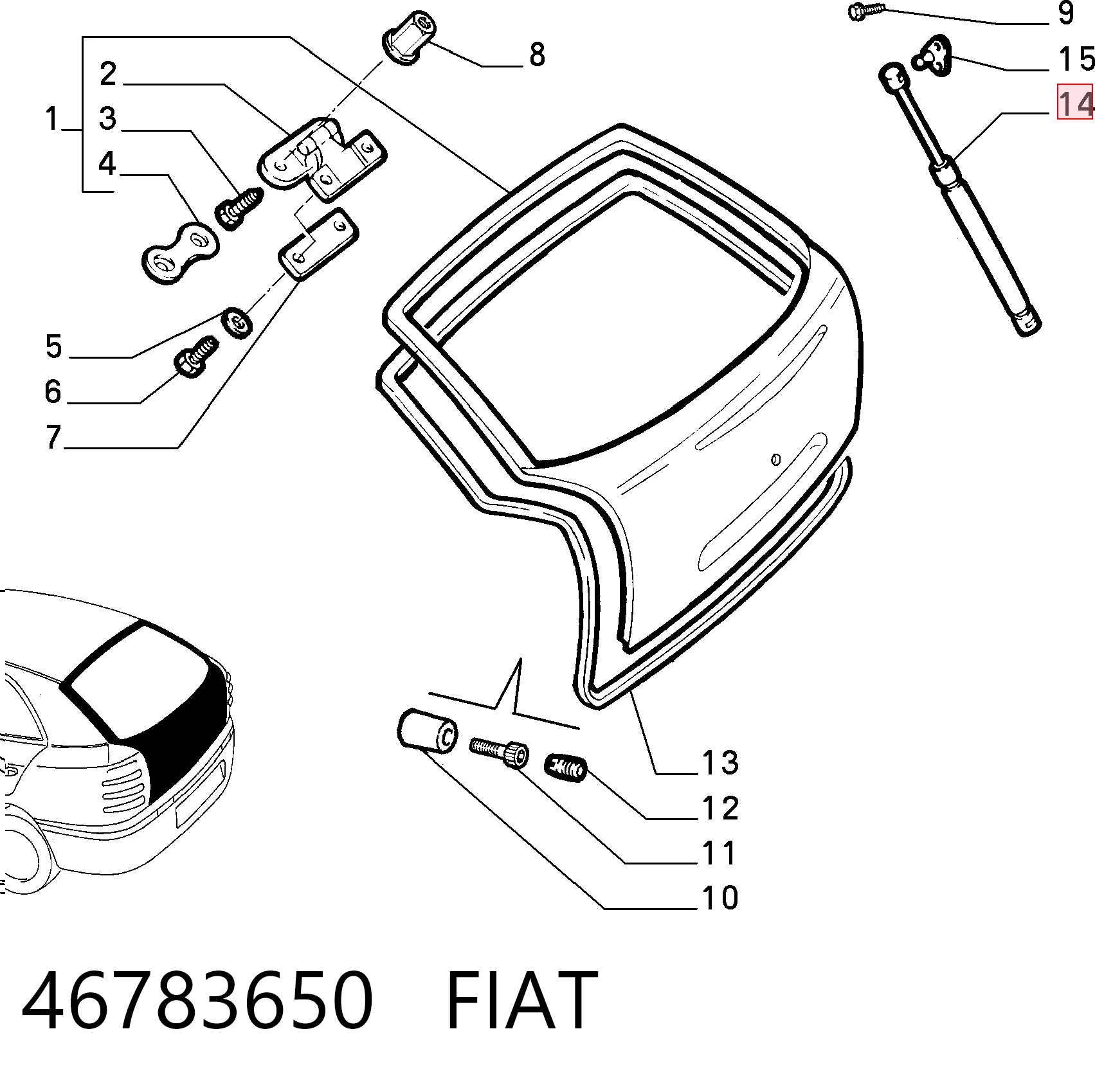 Do koszyka Amortyzator klapy bagażnika (3/5 drzwi-tylnych) Fiat Brava  182