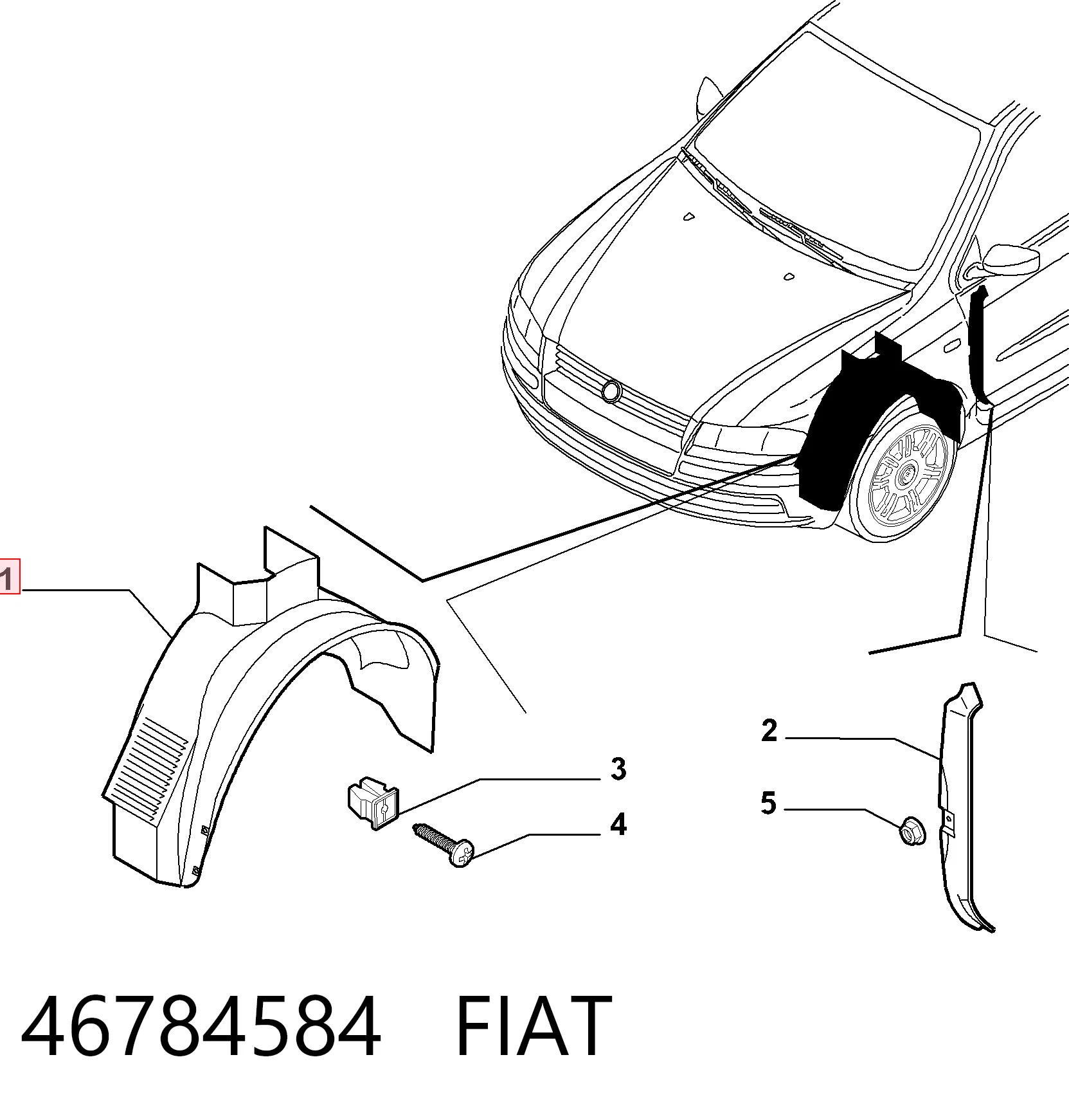 Nadkole błotnika przedniego lewe Fiat Stilo hatchback (192) (2001 - 2006) cena, od 25,98 USD