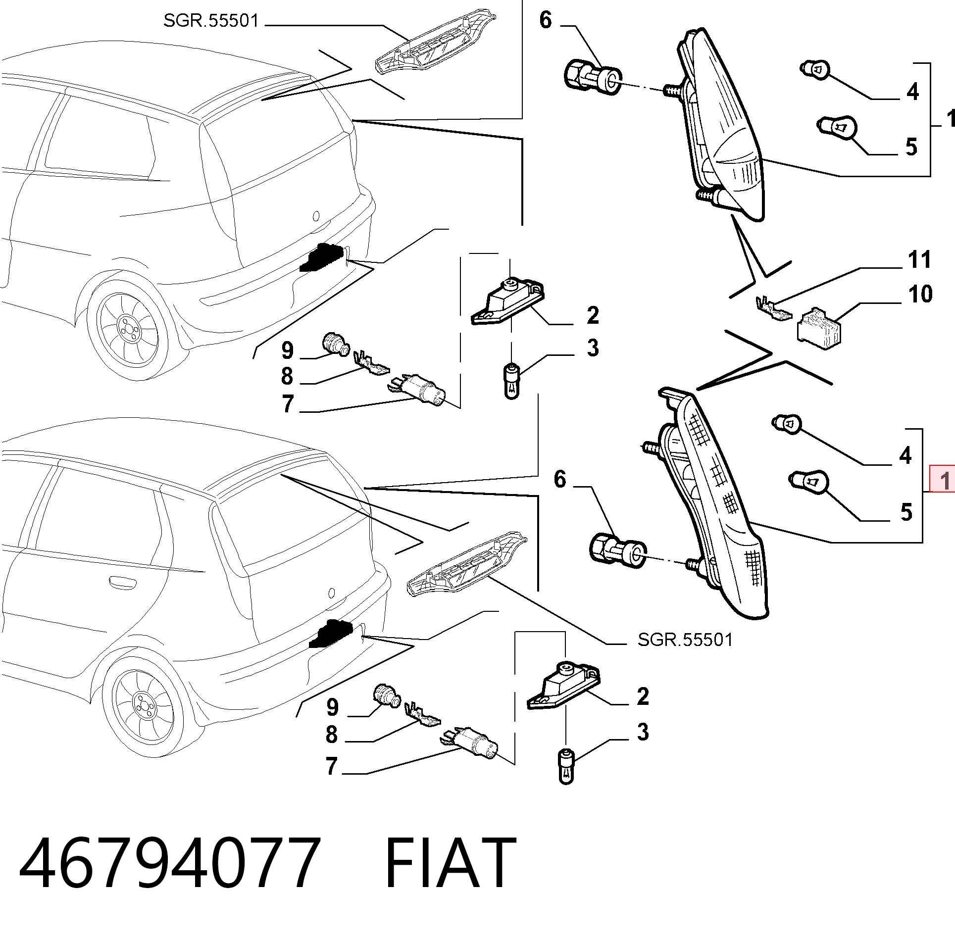  Lampa zespolona tylna prawa Fiat Punto 2