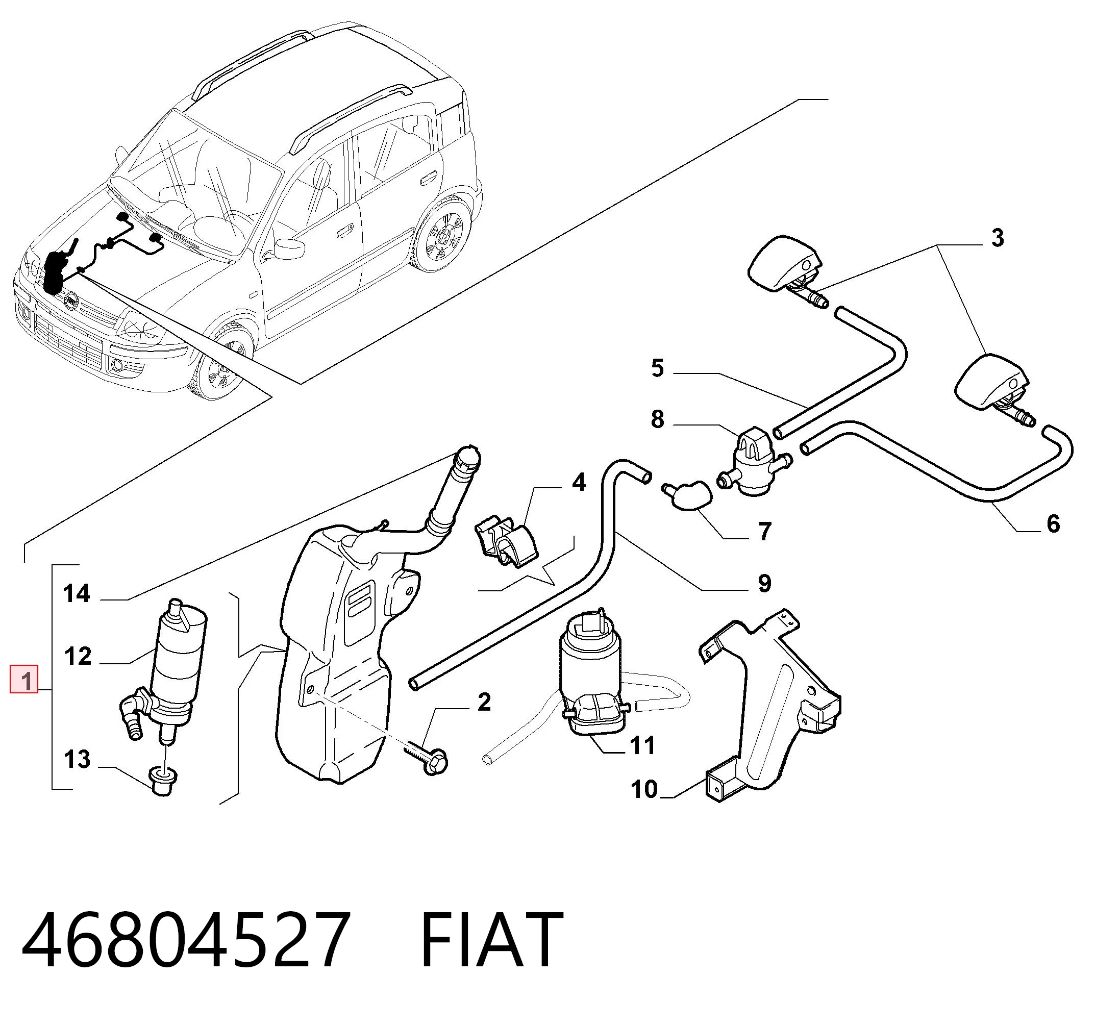 Zbiorniczek spryskiwacza szyb do Fiat Panda II 169A
