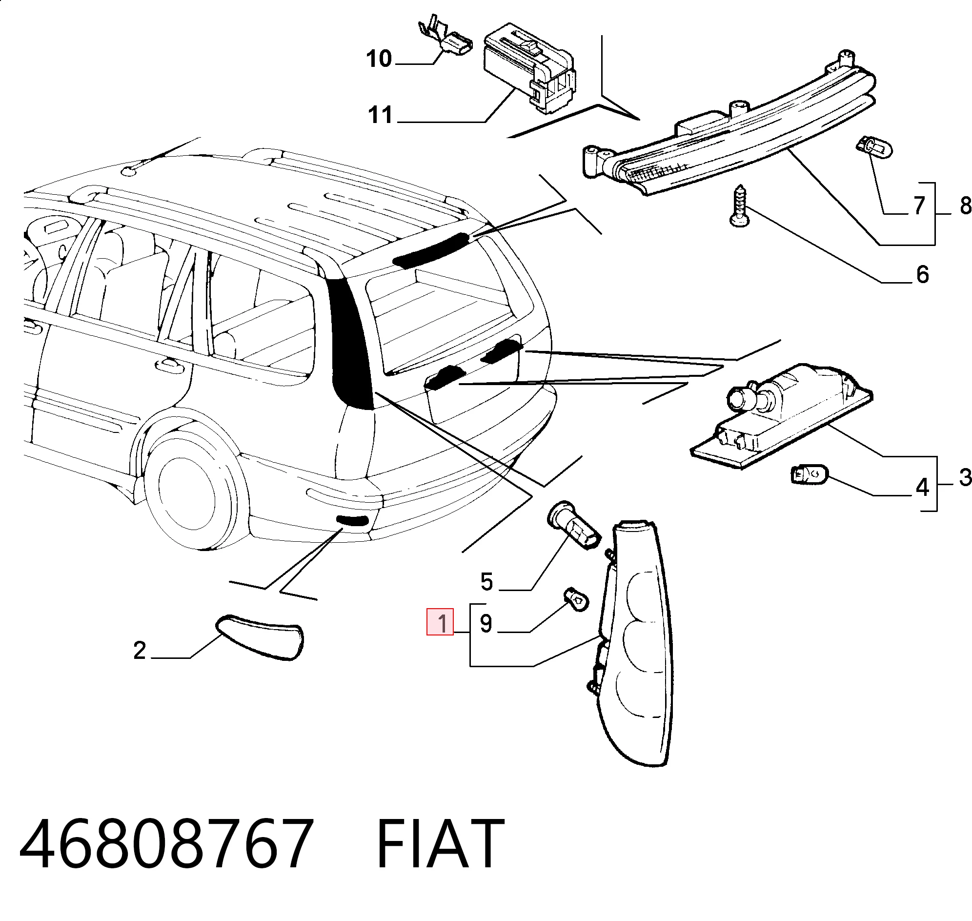 Do koszyka Lampa zespolona tylna lewa Fiat Marea  185