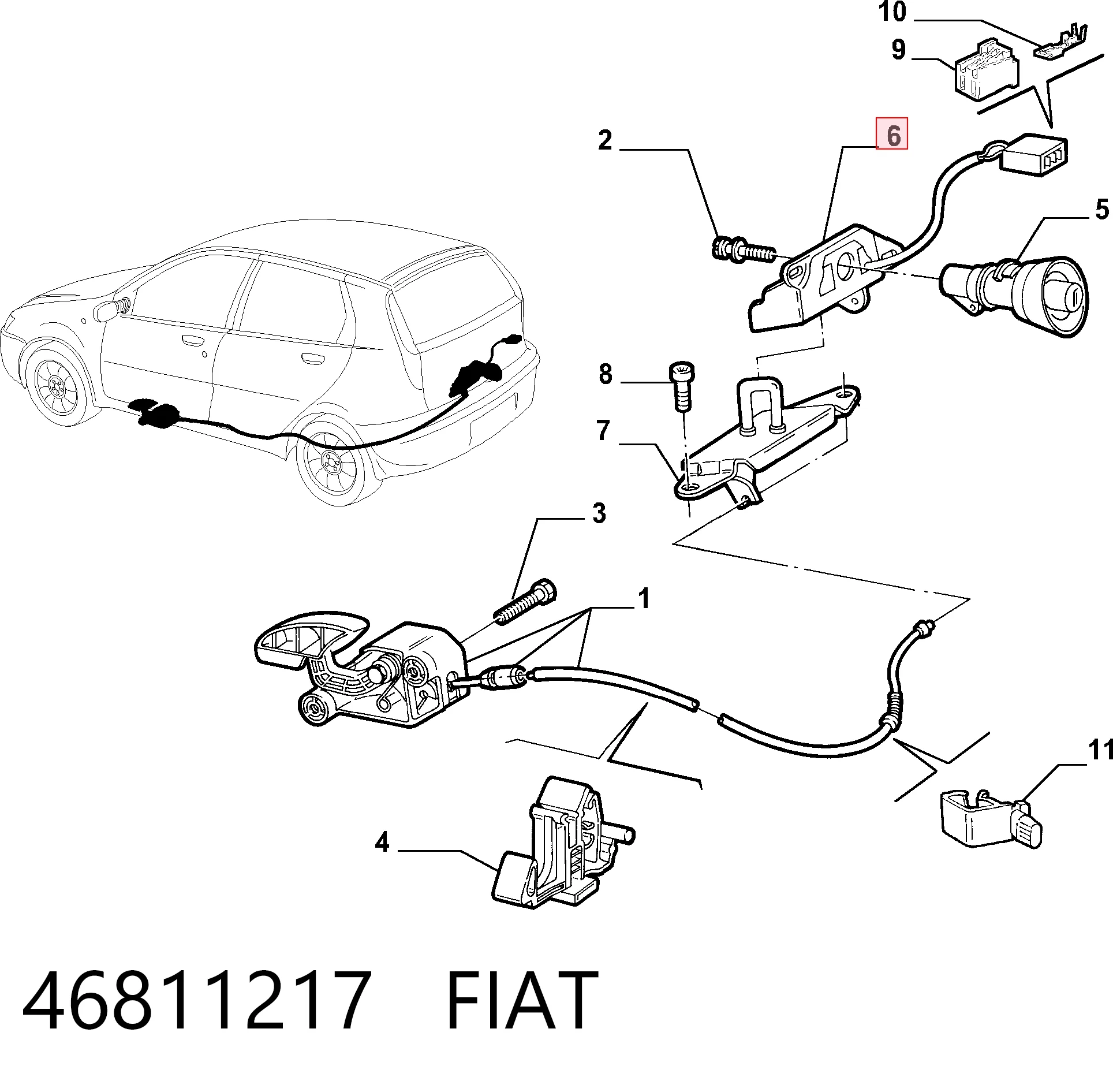 Zamek klapy bagażnika (3/5 drzwi tylnych) Fiat Punto II hatchback (188) (1999 - 2012) cena, od 37,64 USD
